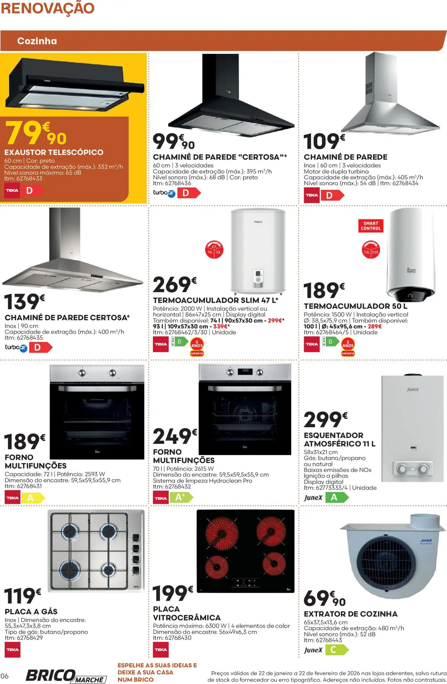 BricoMarché folheto │ válido de 22.01.2026 | Página: 6 | Produtos: Forno, Exaustor, Pilhas