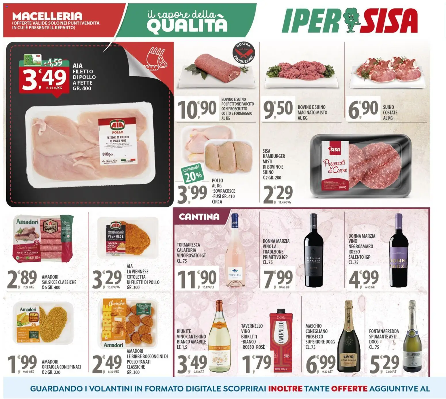 Volantino SISA del 14.11.2025 | Pagina: 4 | Prodotti: Bovino, Prosecco, Prosciutto, Vino