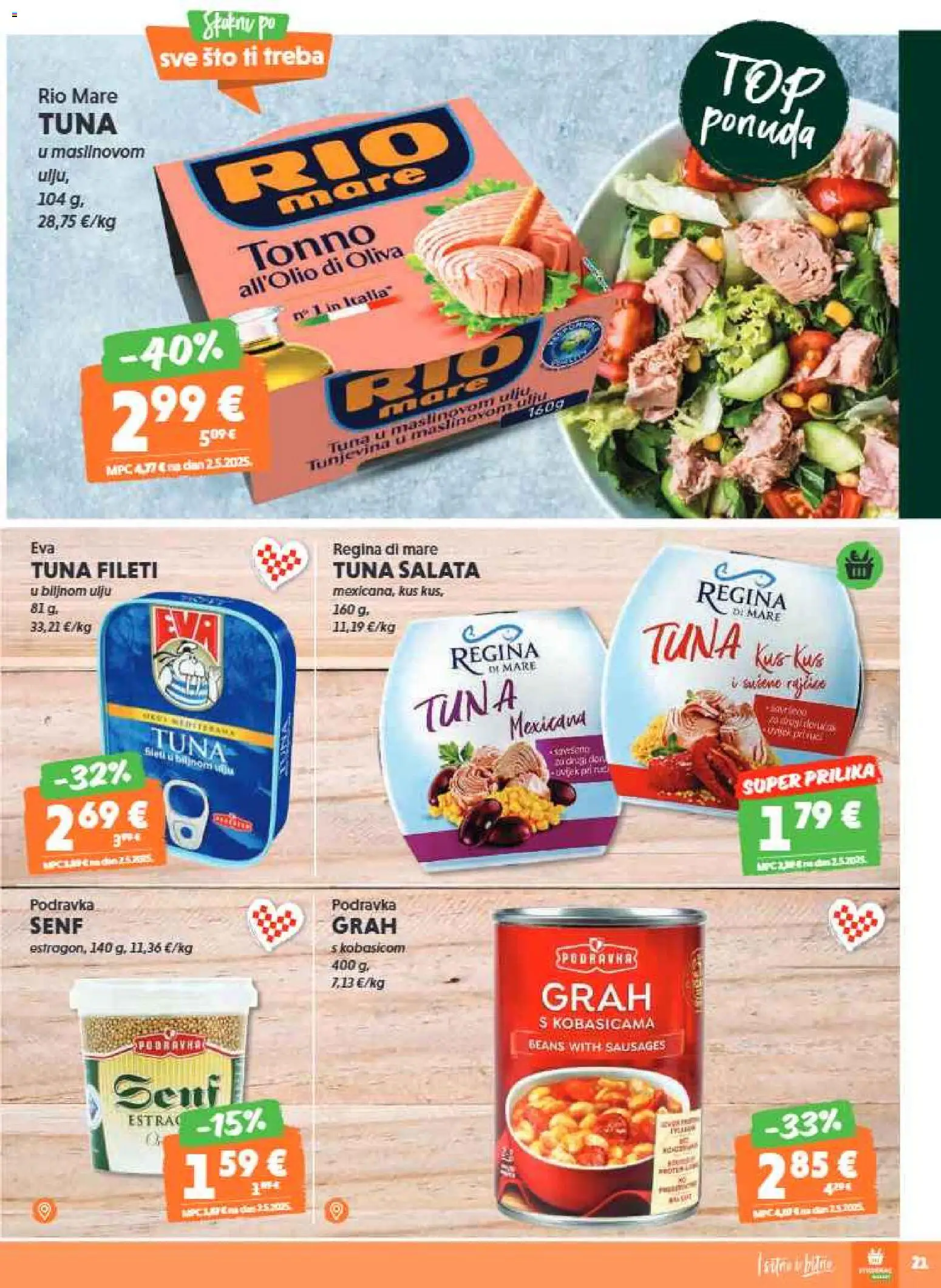 Studenac katalog | vrijedi od 21.01.2026 | Stranica: 21 | Proizvodi: Rio Mare, Grah, Podravka, Tuna
