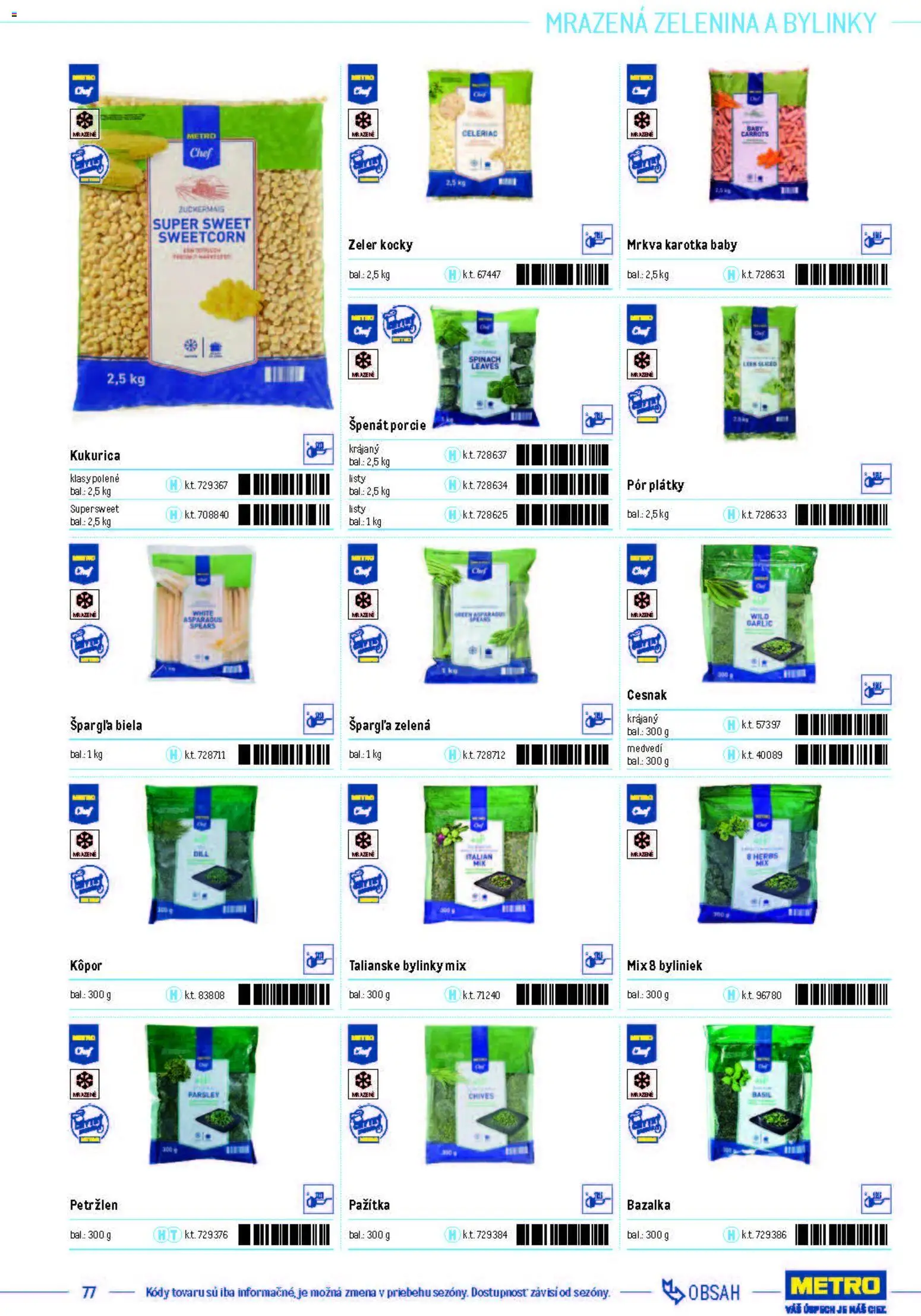 Nové Metro akcie – leták je platný od 05.12.2025 | Strana: 77 | Produkty: Pažítka, Mrkva, Špargľa, Kukurica
