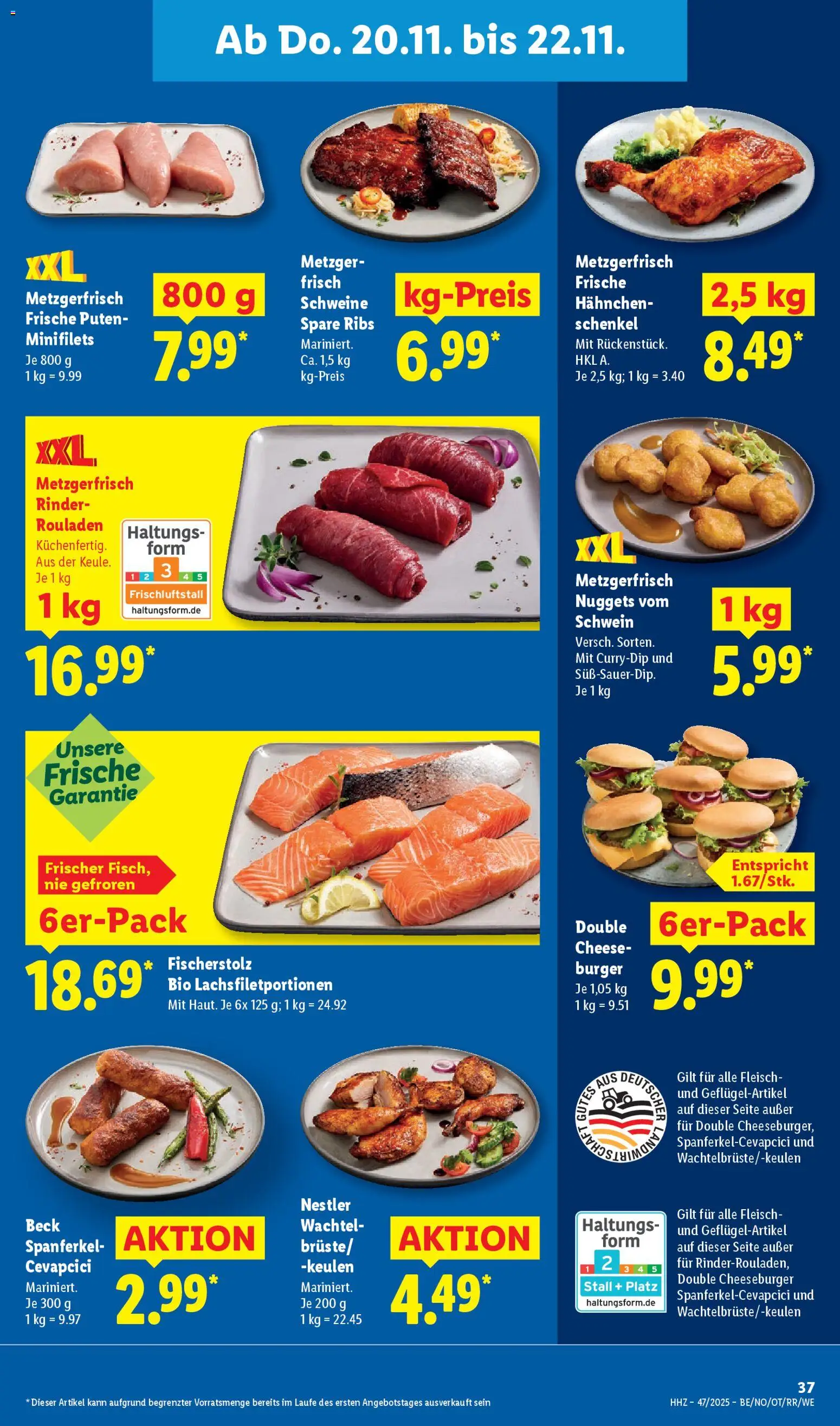 Lidl Prospekt Aarbergen – gültig ab 17.11.2025 | Seite: 61 | Produkte: Hahnchen, Spare ribs, Cevapcici, Fleisch