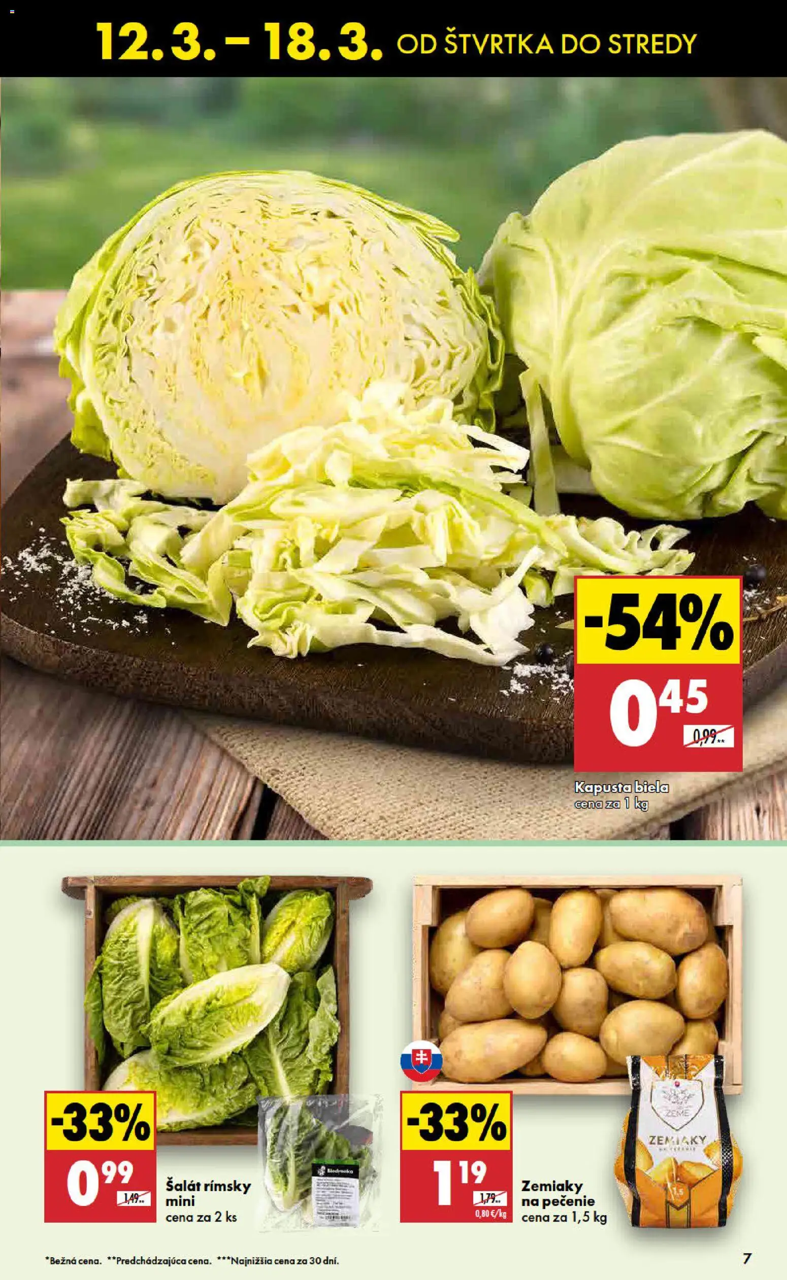 Nové Biedronka akcie – leták je platný od 12.03.2026 | Strana: 7 | Produkty: Kapusta, Kapusta biela, Šalát, Zemiaky