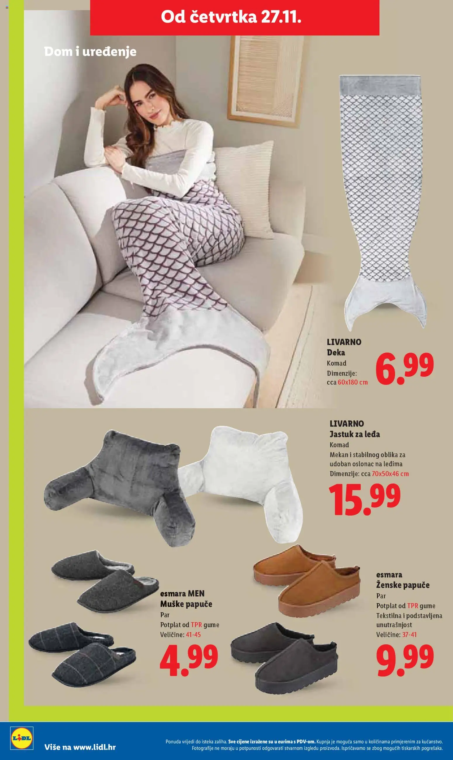 Lidl katalog | vrijedi od 27.11.2025 | Stranica: 32 | Proizvodi: Jastuk, Papuče, Deka