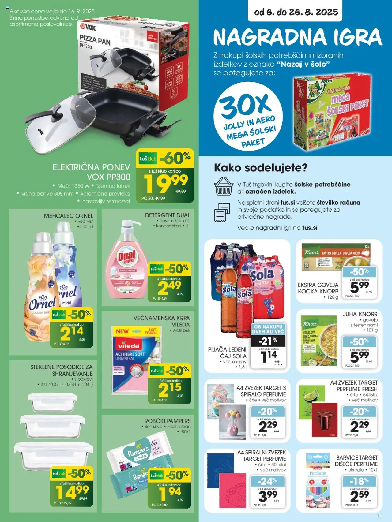 Tuš katalog │ velja od 13.08.2025 | Stran: 11 | Izdelki: Mehčalec, Prevleka, Detergent, Caj