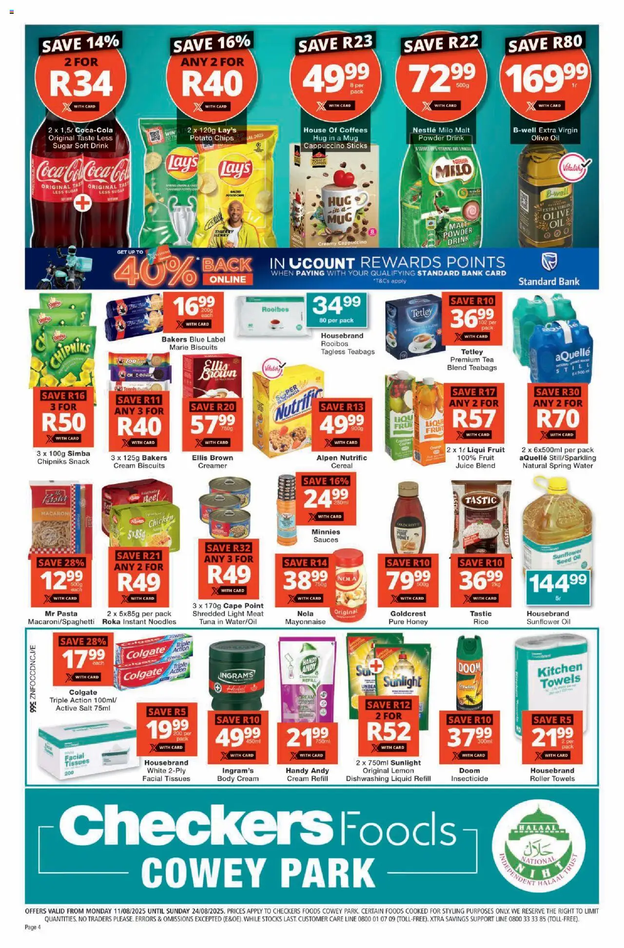 Checkers KwaZulu-Natal - Foods Cowey Park August Mid-Month Promotion │ valid from 11.08.2025 | Page: 4 | Products: Creamer, Biscuits, Cream, Tissues