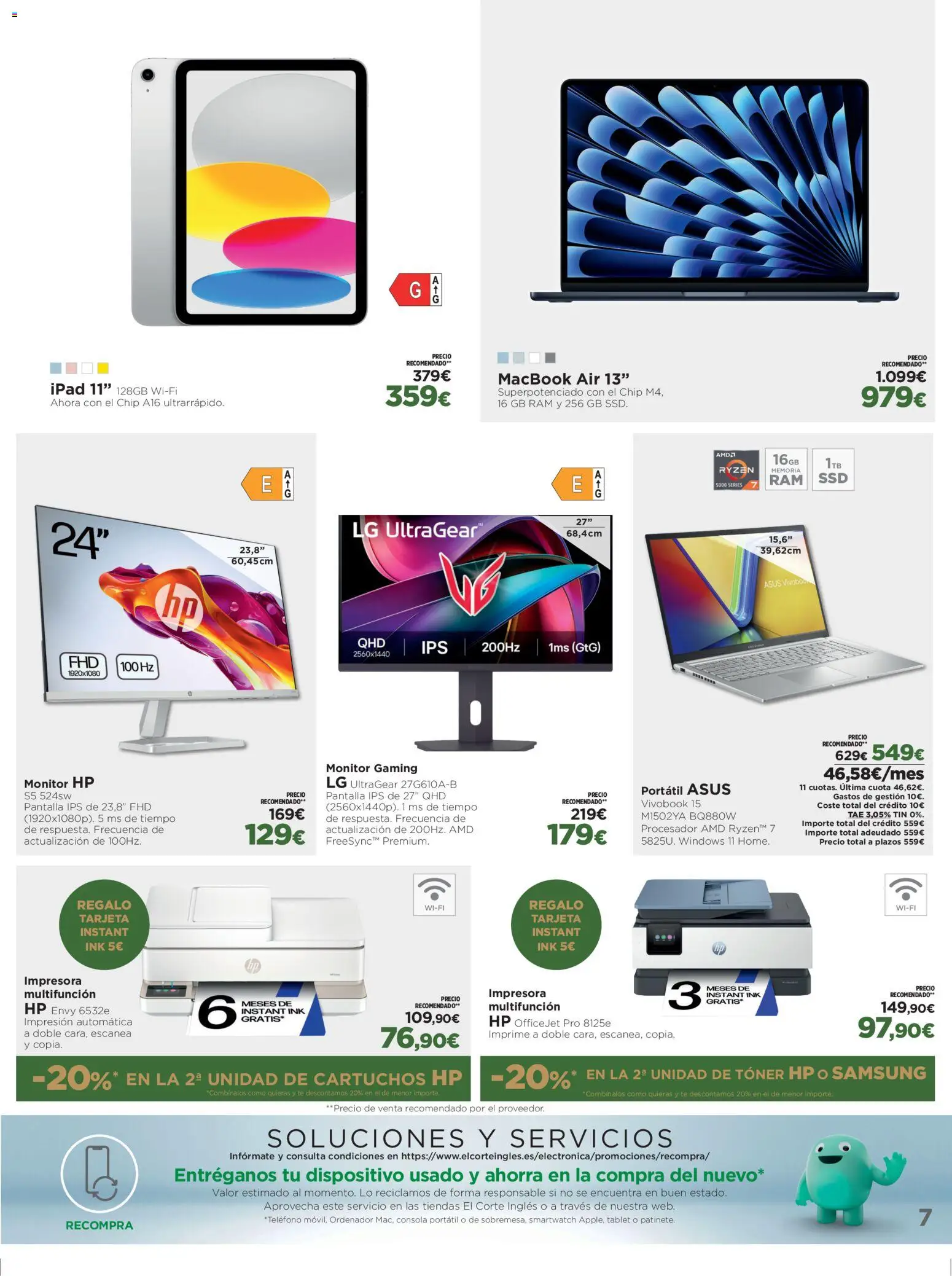El Corte Inglés ofertas │ válido desde el 29.12.2025 | Página: 7 | Productos: Consola, Ipad, Monitor, Toner