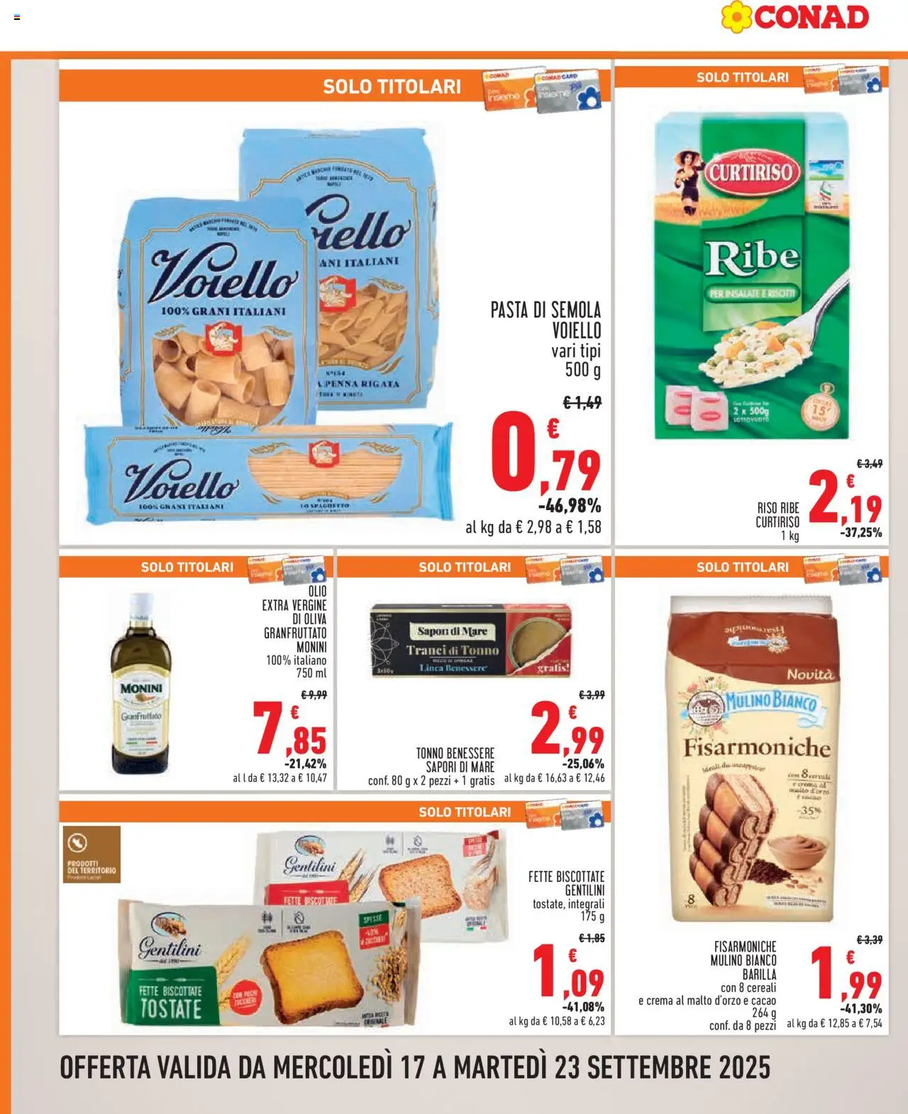 Volantino Conad del 17.09.2025 | Pagina: 6 | Prodotti: Riso, Cereali, Pasta, Fette biscottate