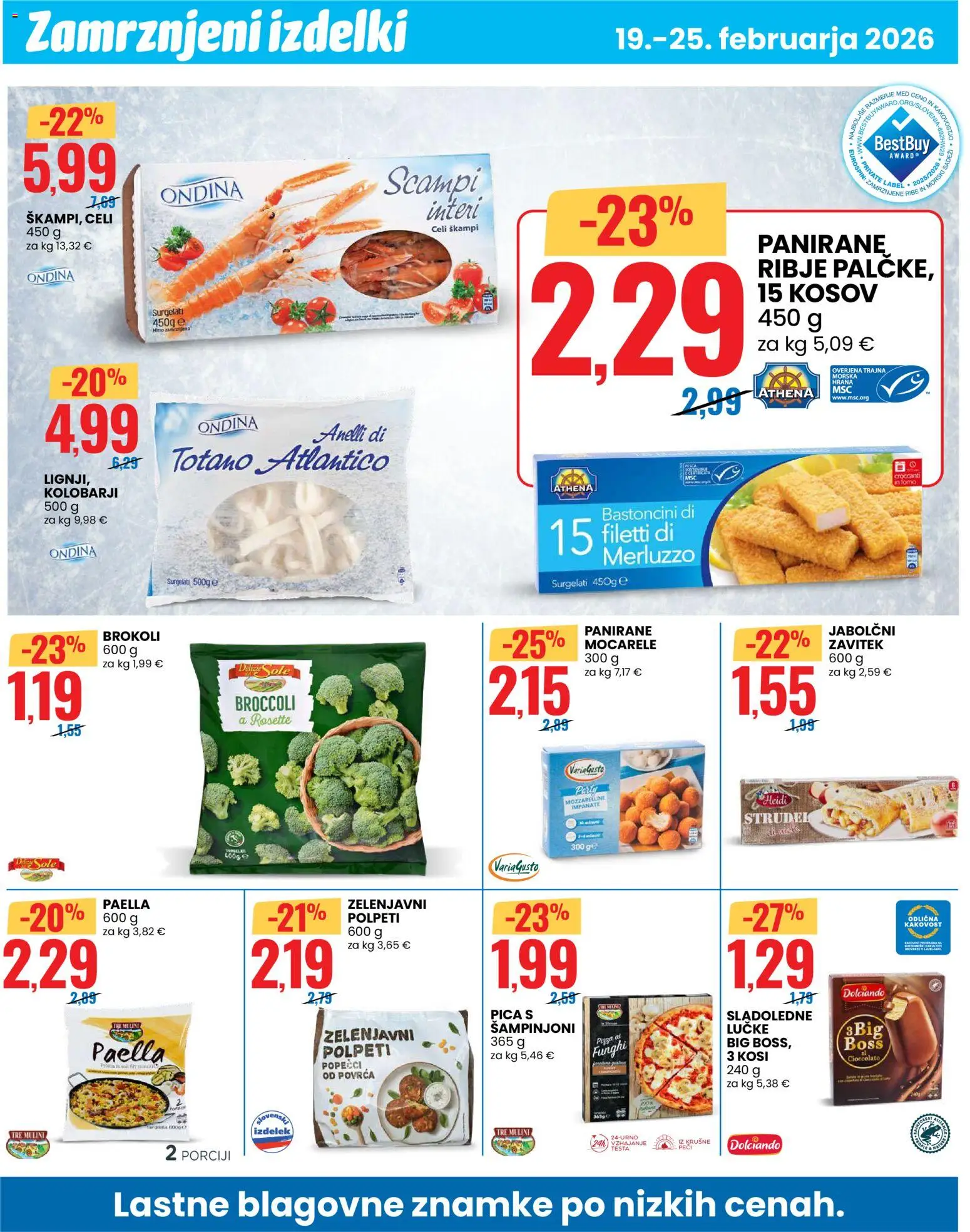 Novi Eurospin katalog ponudbe – veljaven od 19.02.2026 | Stran: 6 | Izdelki: Sladoledne lučke, Pica, Ribe, Morski sadezi