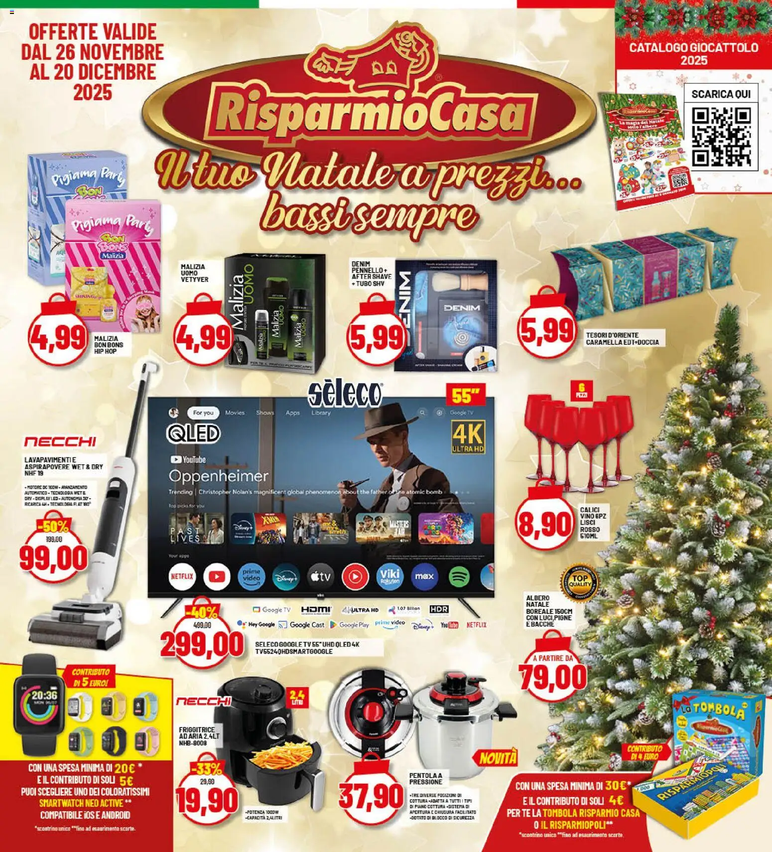 Volantino RisparmioCasa del 26.11.2025 | Pagina: 1 | Prodotti: Vino, Piano cottura, TV, Video