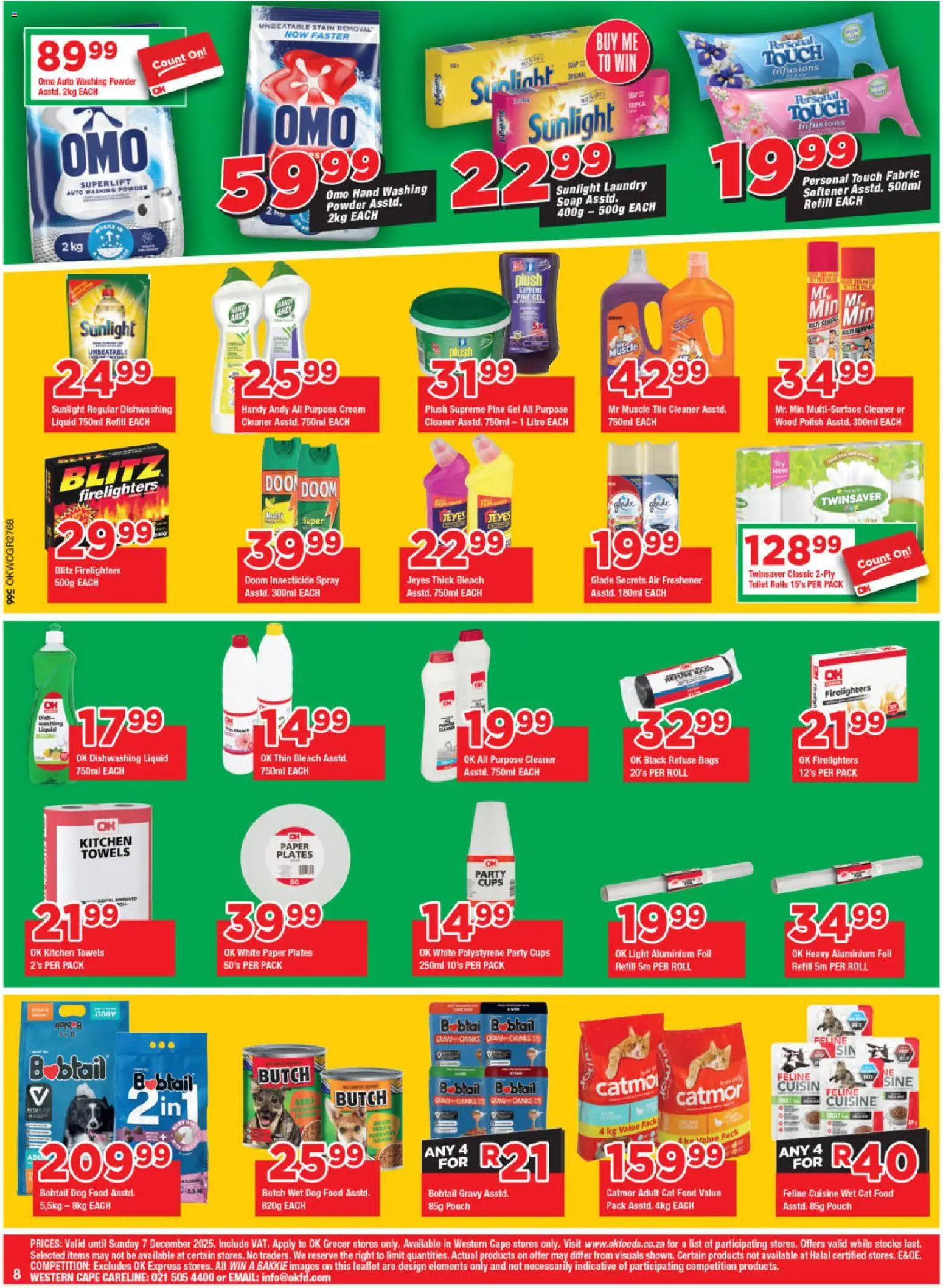 New OK Foods catalogue – valid from 25.11.2025 | Page: 8 | Products: Light, Washing powder, Cat food, Dishwashing liquid