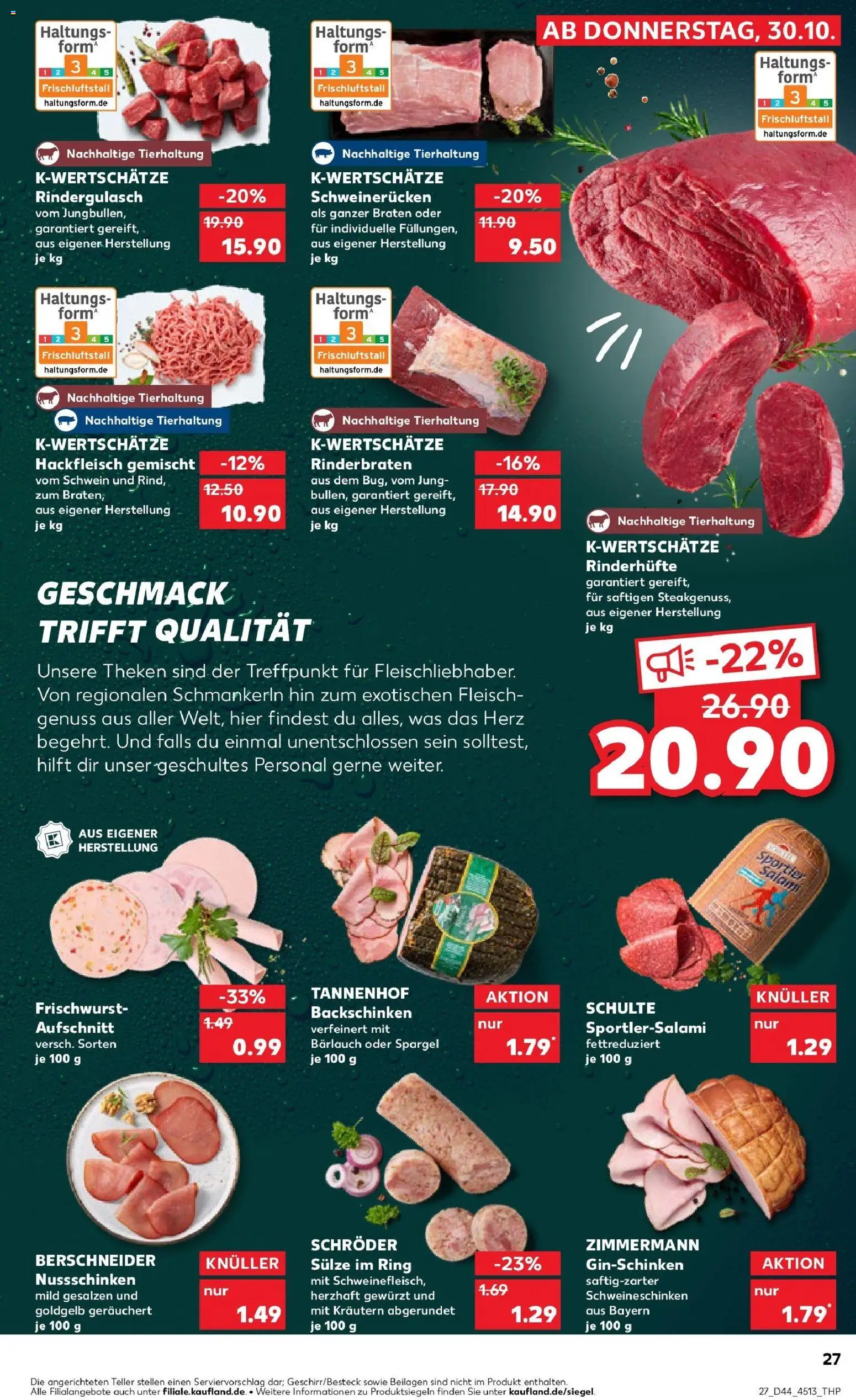 Kaufland prospekt Wendlingen Am Neckar	 – gültig ab 30.10.2025 | Seite: 27 | Produkte: Rindergulasch, Spargel, Salami, Gin