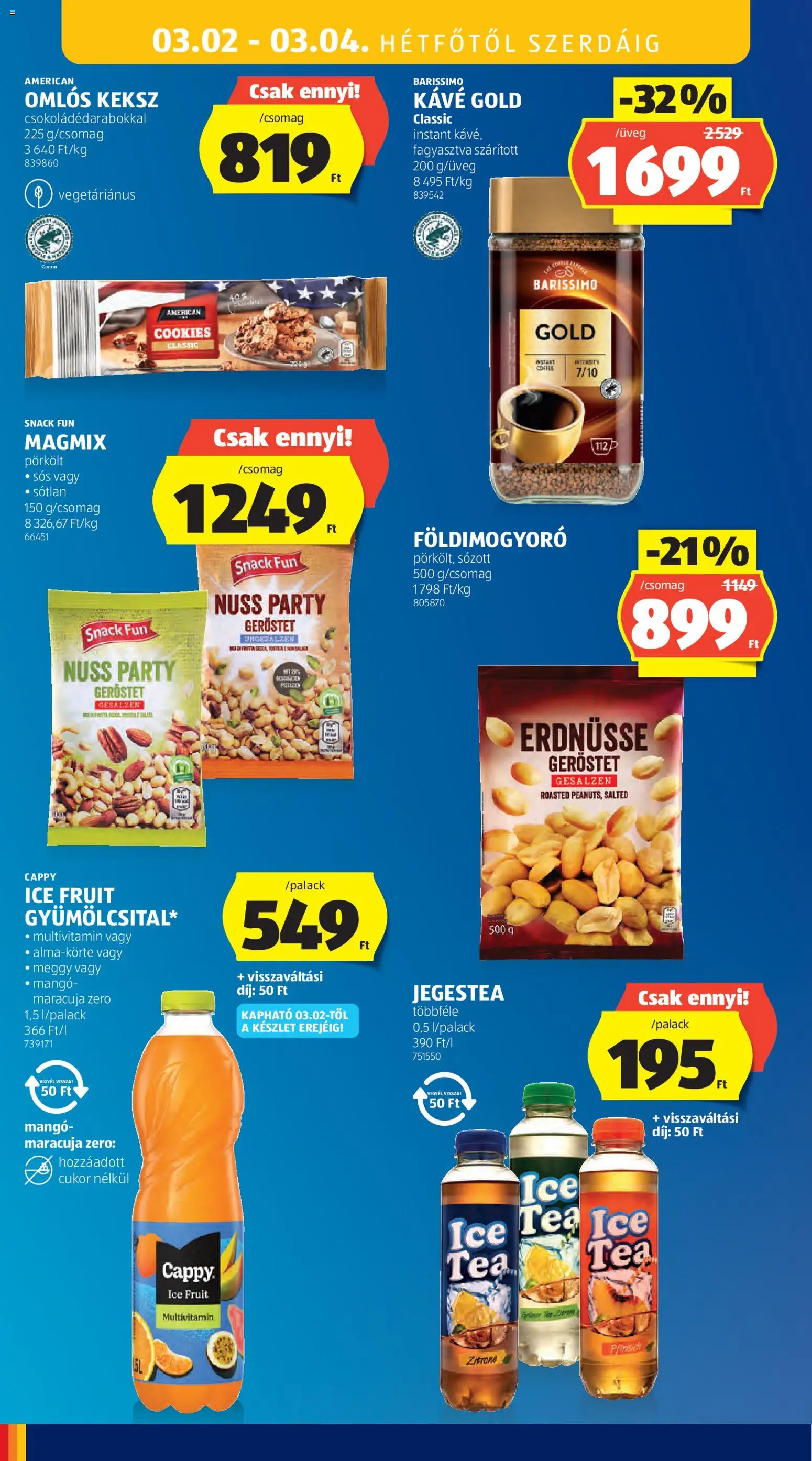 Aldi akciós ujság - amely érvényes a következő dátumtól: 26.02.2026 | Oldal: 38 | Termékek: Földimogyoró, Keksz, Cukor, Mangó