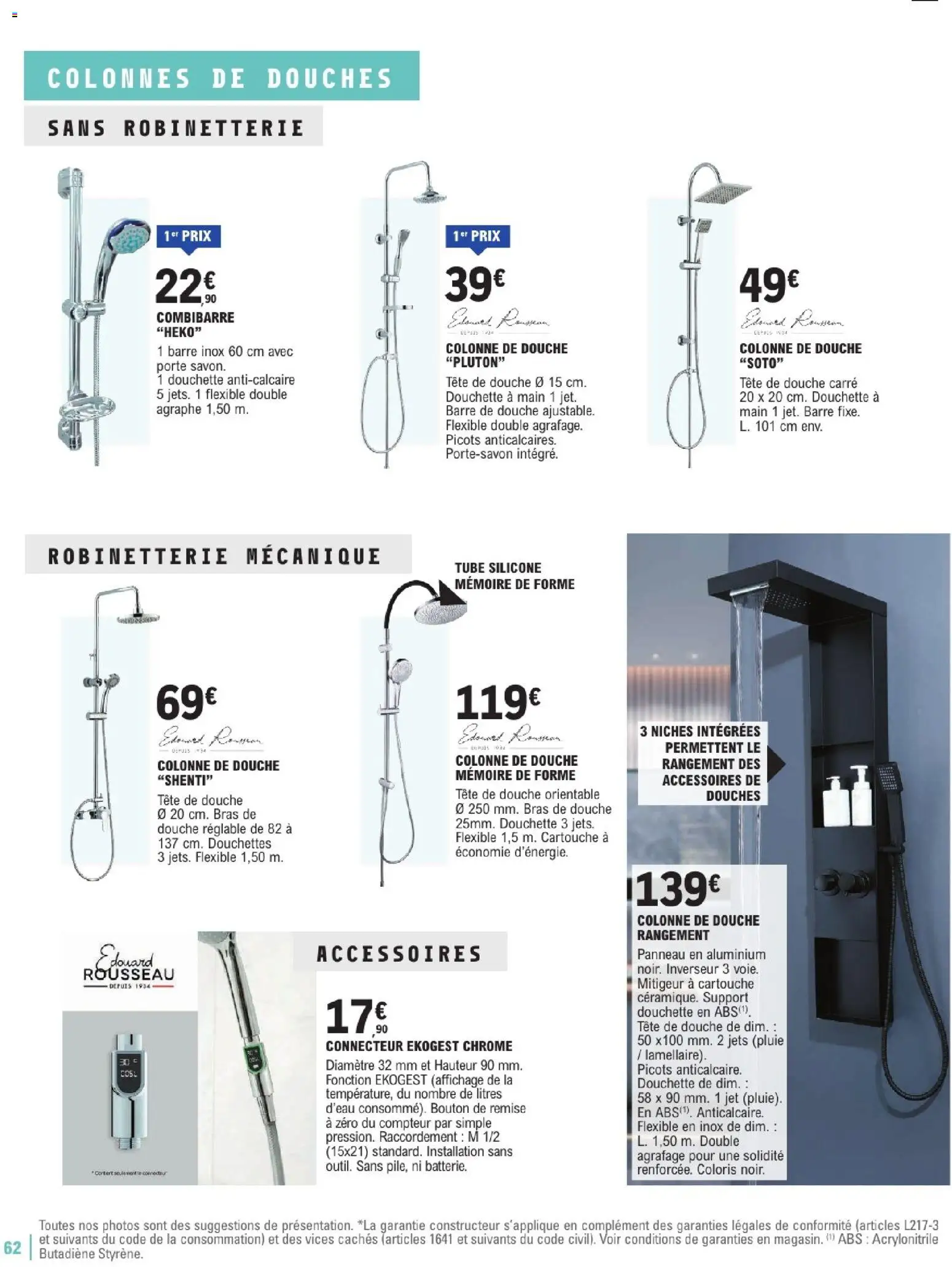 {H1} | Page: 62 | Produits: Connecteur, Porte, Douche, Cartouche