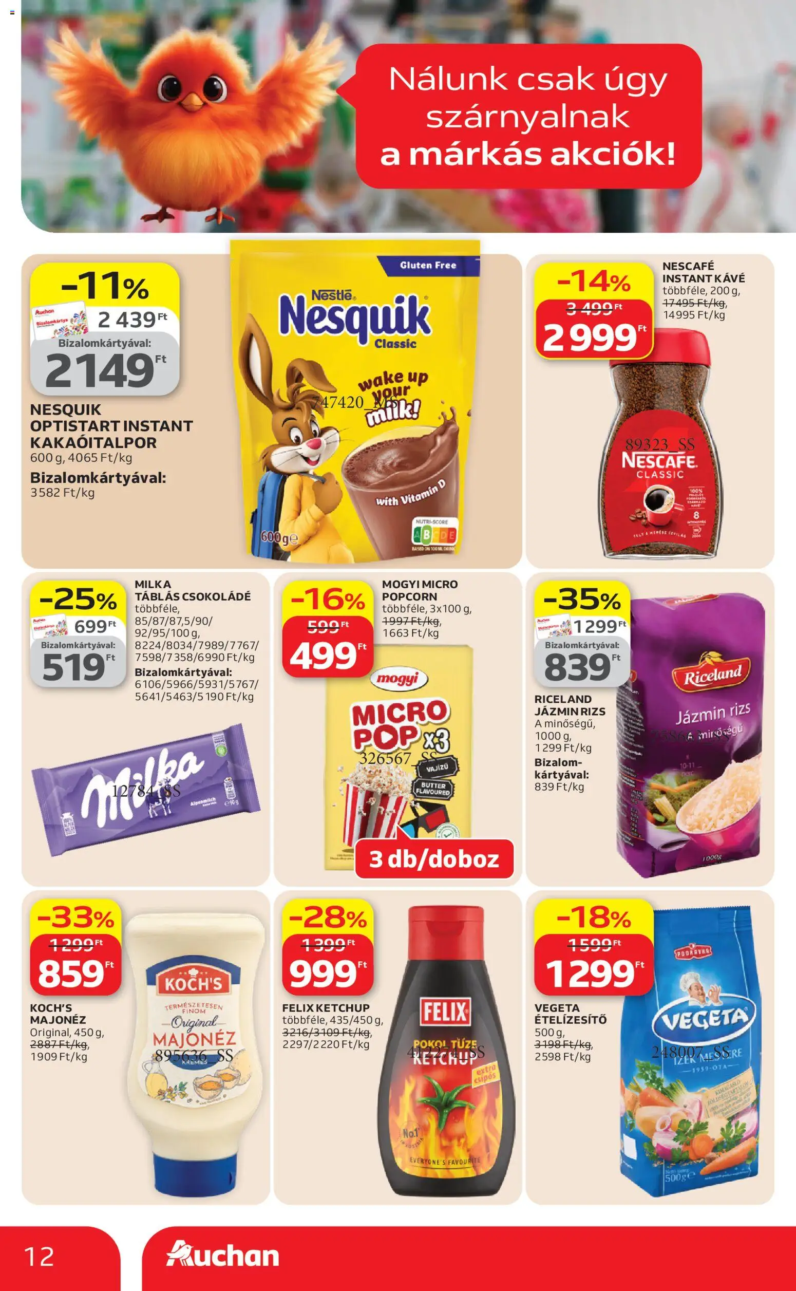 Auchan akciós ujság - amely érvényes a következő dátumtól: 09.04.2026 | Oldal: 12 | Termékek: Nescafé, Kávé, Ketchup, Ételízesítő