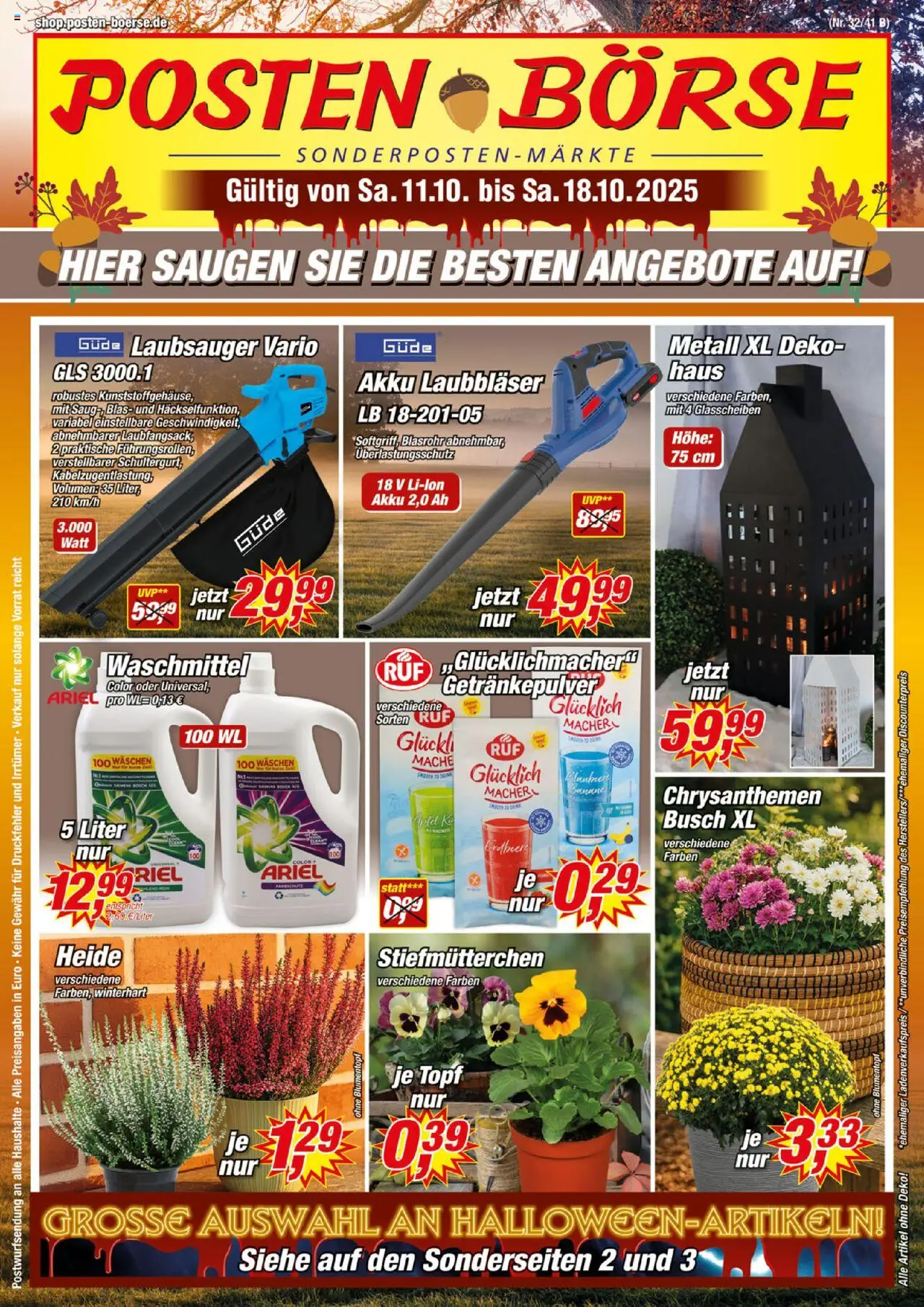 Posten Börse Prospekt – gültig ab 11.10.2025 | Seite: 1 | Produkte: Bosch, Stiefmutterchen, Ariel, Blumentopf