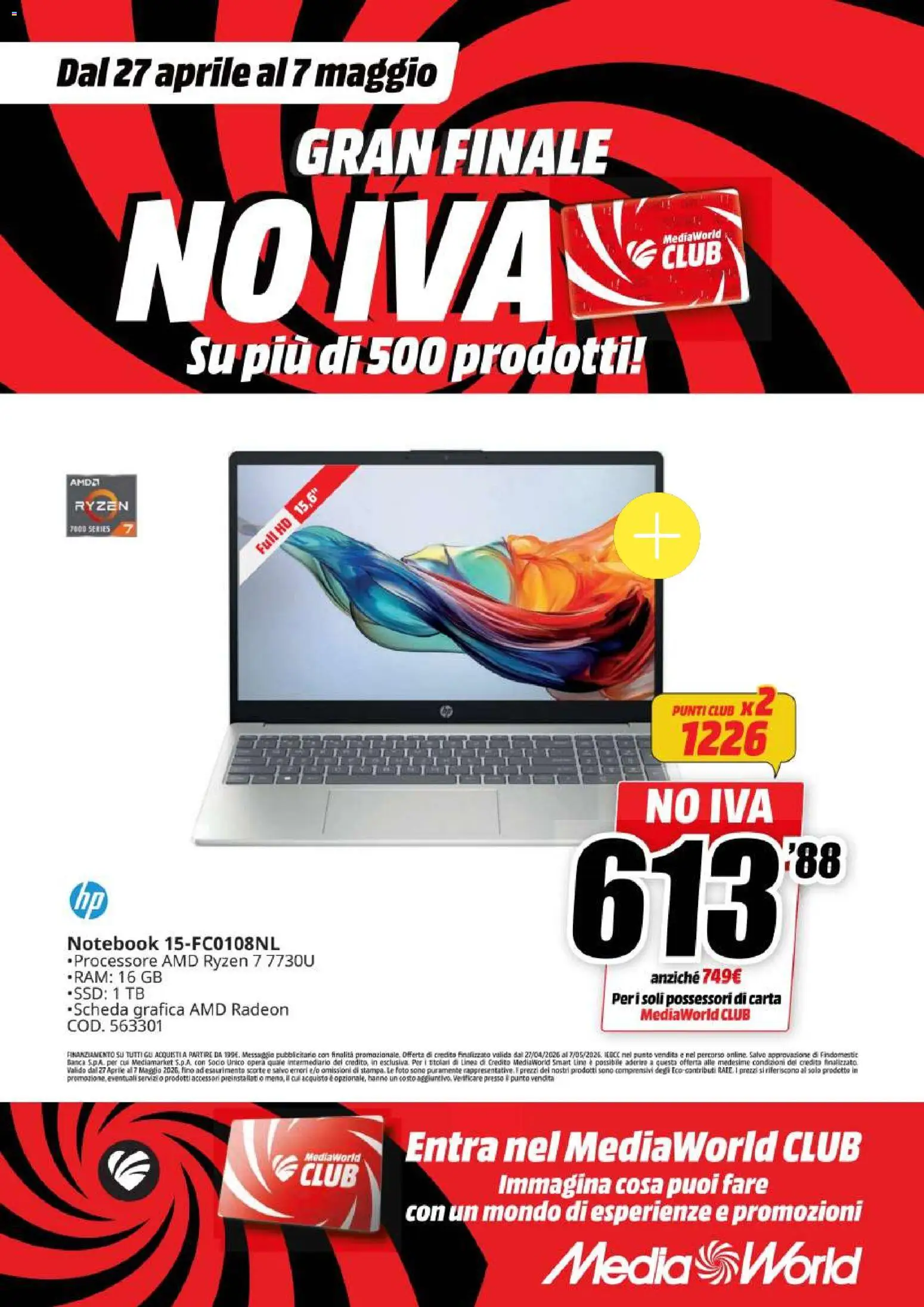 Volantino Media World del 27.04.2026 | Pagina: 39 | Prodotti: Notebook