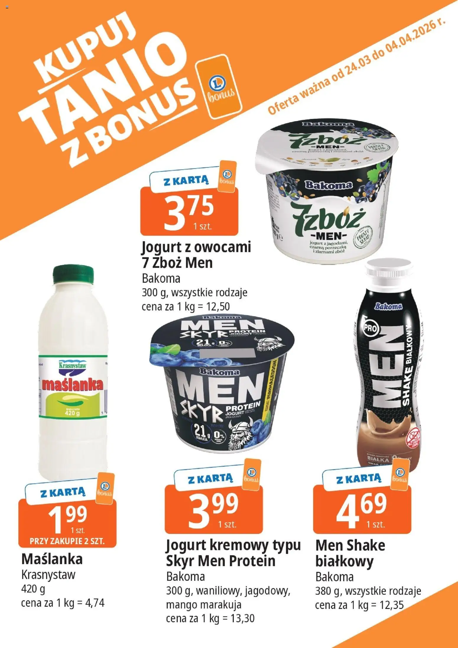 E.Leclerc gazetka - Zamość kupony dodatkowe od 24.03.2026 | Strona: 4 | Produkty: Maślanka, Porzeczka, Jogurt, Jogurt kremowy