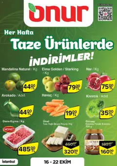 16.10.2025 tarihinden itibaren geçerli olan Onur Market kataloğu önizlemesi