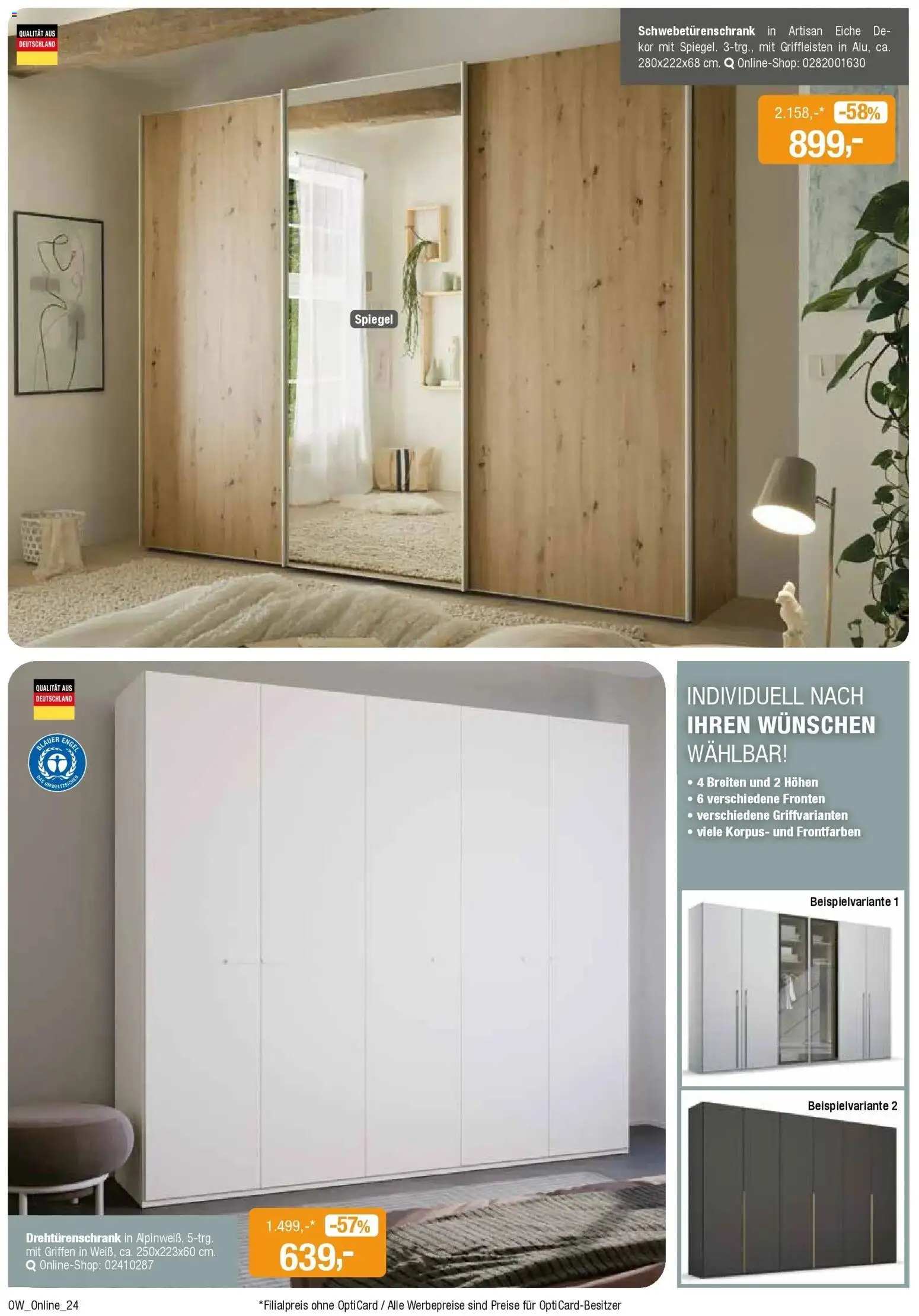 Angebote - Dein trendiges Möbelhaus – gültig ab 21.03.2026 | Seite: 24 | Produkte: Schwebetürenschrank, Drehtürenschrank, Spiegel