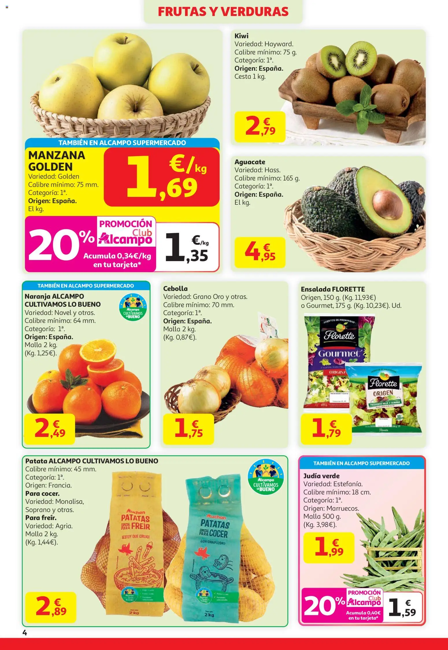 Alcampo - HG Unico Nacional │ válido desde el 15.01.2026 | Página: 4 | Productos: Kiwi, Manzana, Ensalada, Cesta