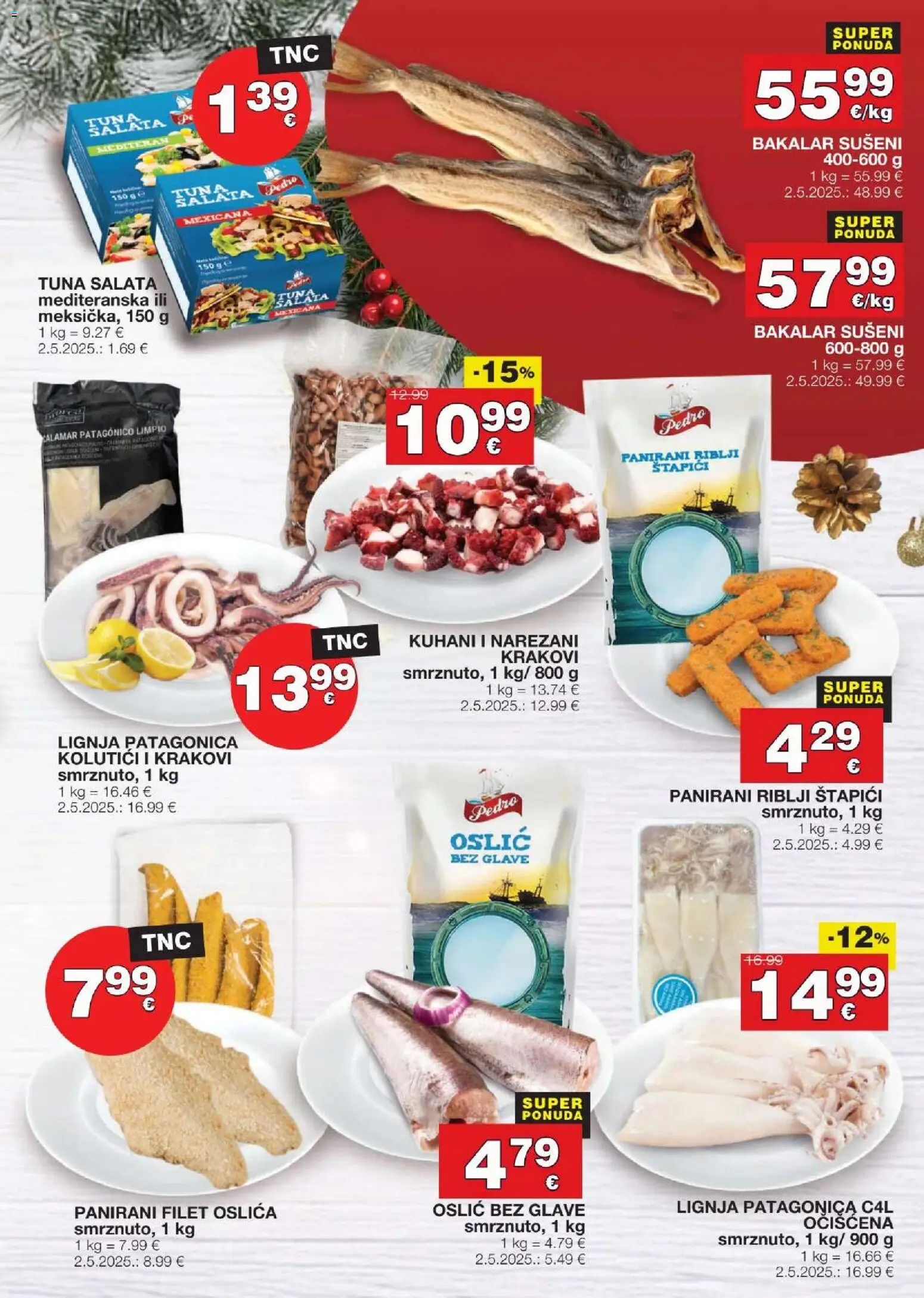 Stanić Diskont katalog | vrijedi od 11.12.2025 | Stranica: 5 | Proizvodi: Salata, Bakalar, Oslić, Lignja Patagonica