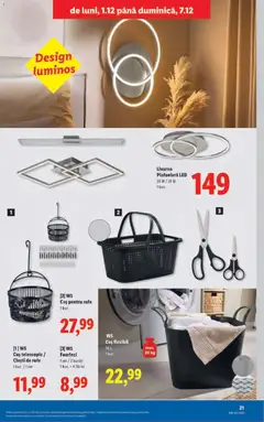 Ofertele Lidl valabile de la 01.12.2025 | Pagină: 21 | Produse: Plafonieră, Coș, Babak