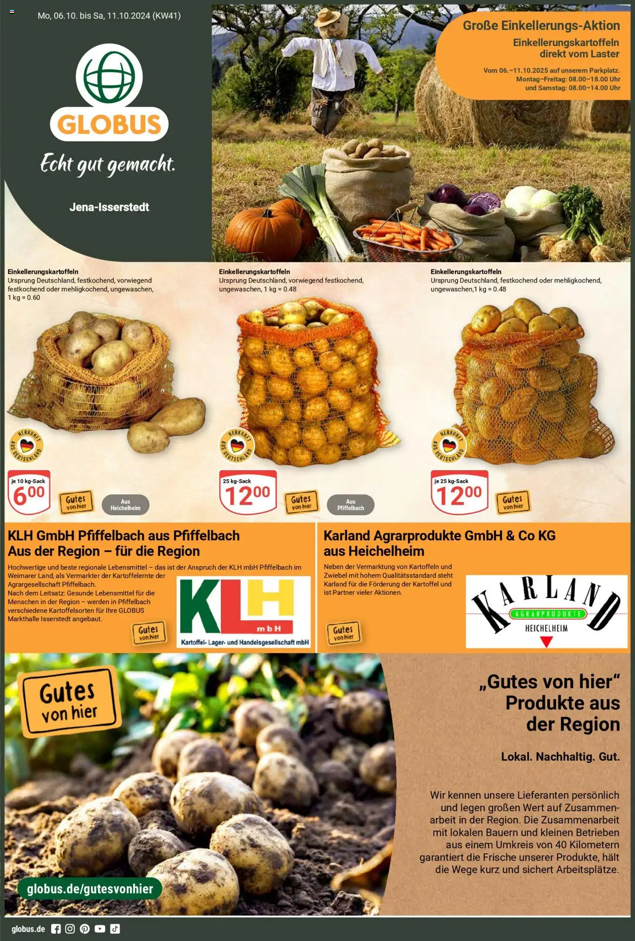 Globus Prospekt 	 – gültig ab 06.10.2025 | Seite: 1 | Produkte: Kartoffeln, Uhr
