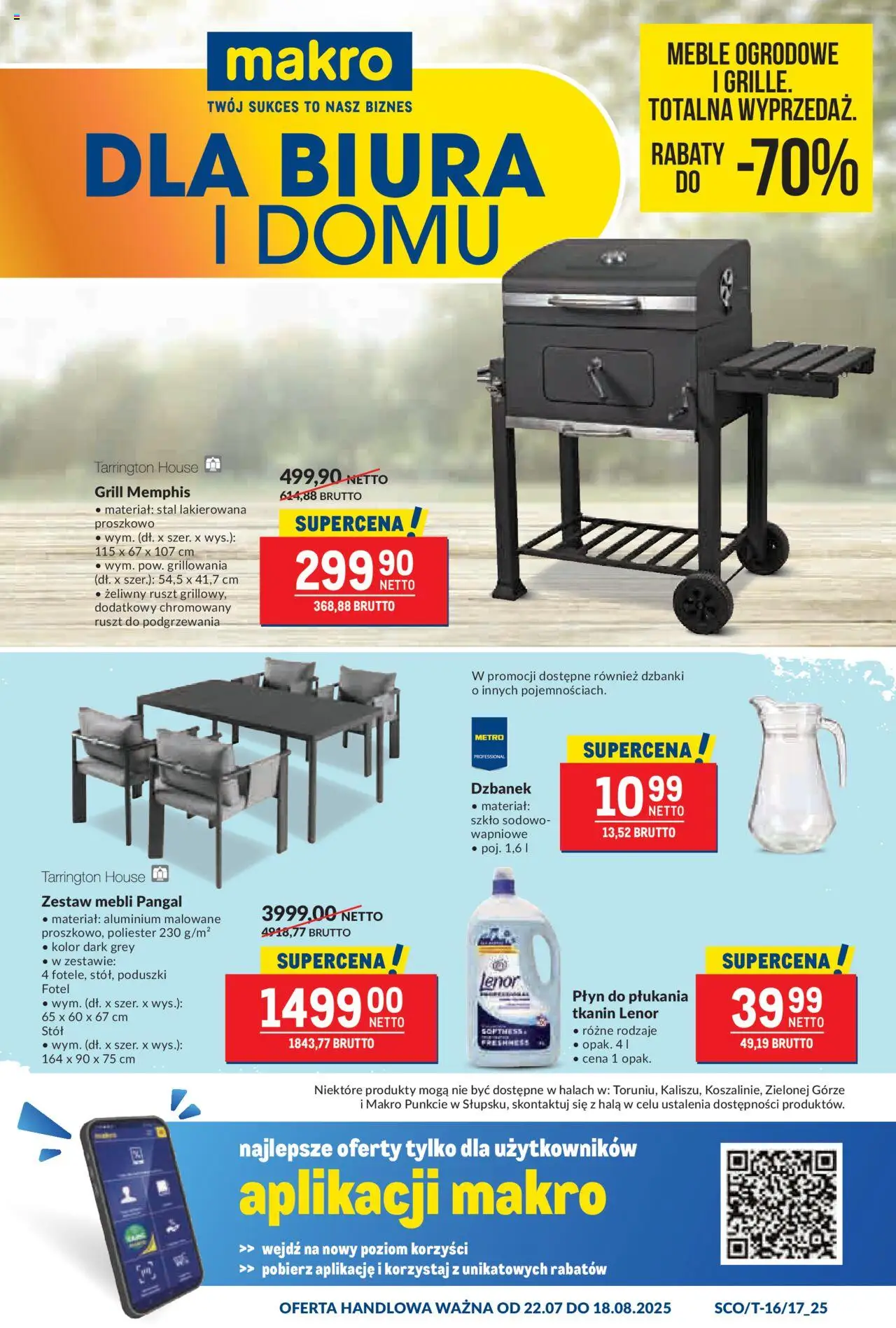 Makro Gazetka od 22.07.2025 | Strona: 1 | Produkty: Dzbanek, Grill, Meble ogrodowe, Lenor płyn do płukania