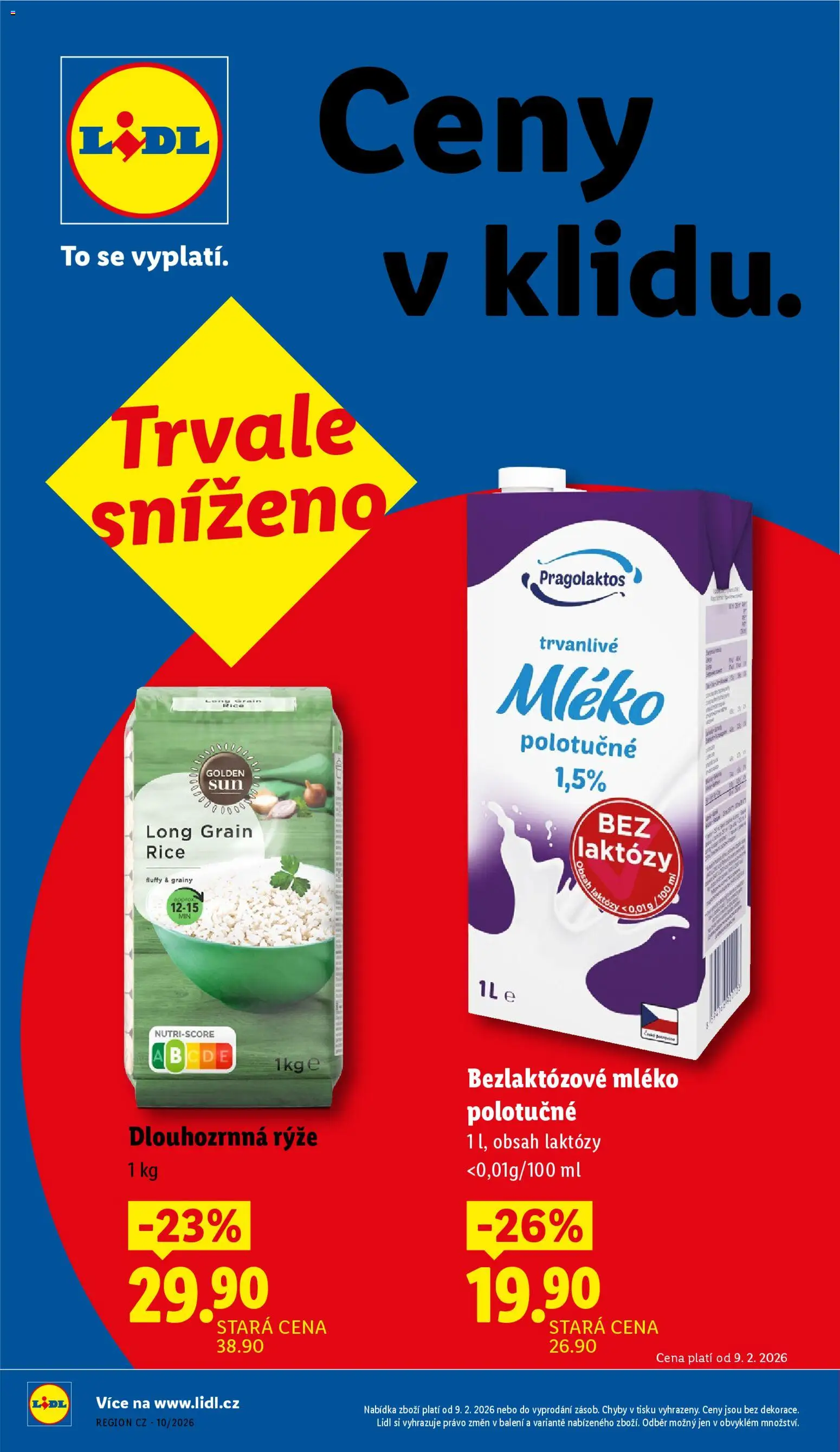 Lidl leták od 02.03.2026 | Strana: 10 | Produkty: Mléko polotučné, Mléko, Rýže, Bezlaktozové mléko