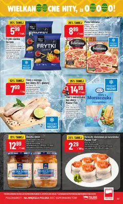 Pogląd oferty "POLOmarket gazetka" - ważna od 01.04.2026 | Strona: 33 | Produkty: Filety z morszczuka, Pizza, Frytki