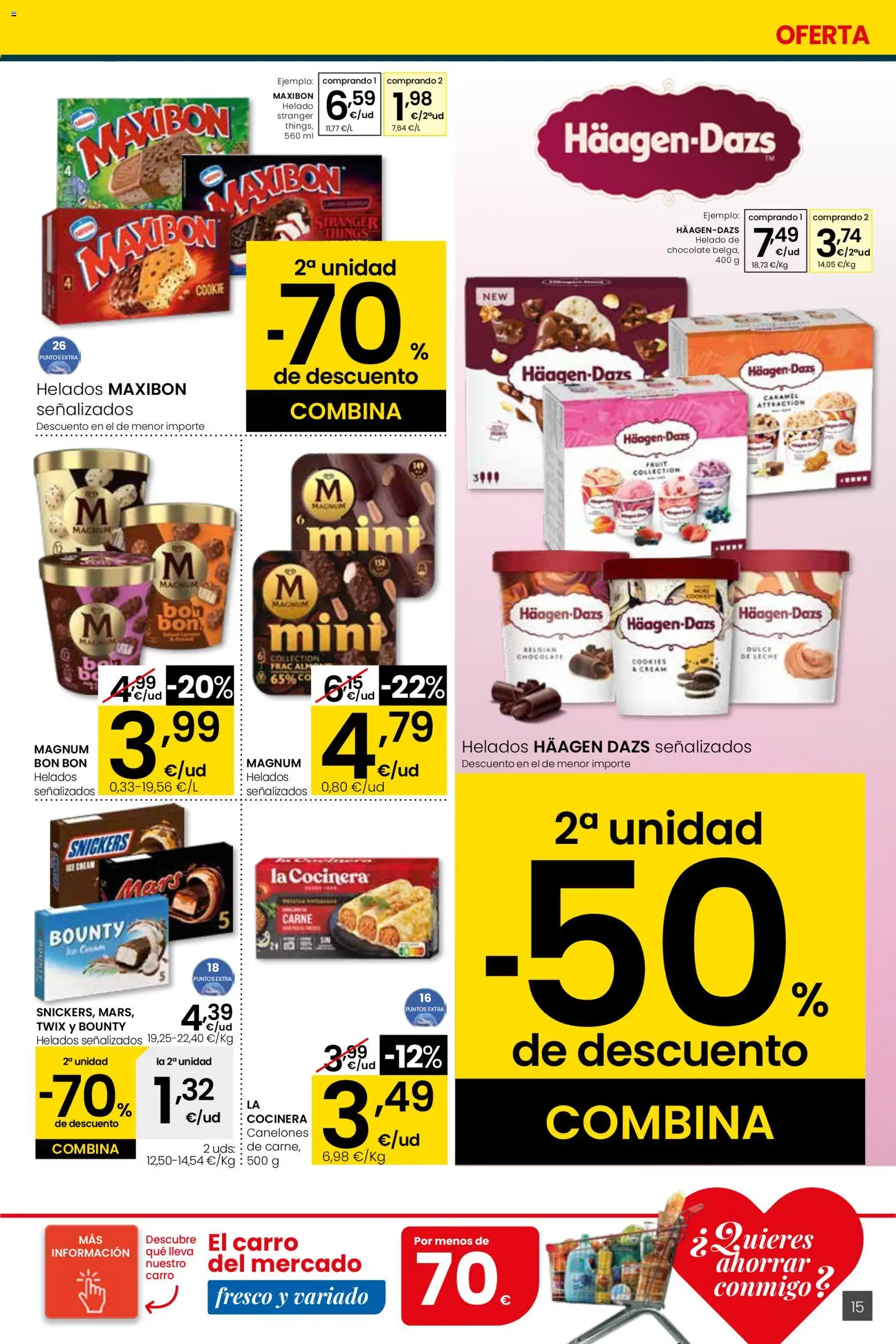 Eroski - Quieres ahorrar conmigo Center │ válido desde el 26.03.2026 | Página: 15 | Productos: Leche, Chocolate, Helado, Canelones