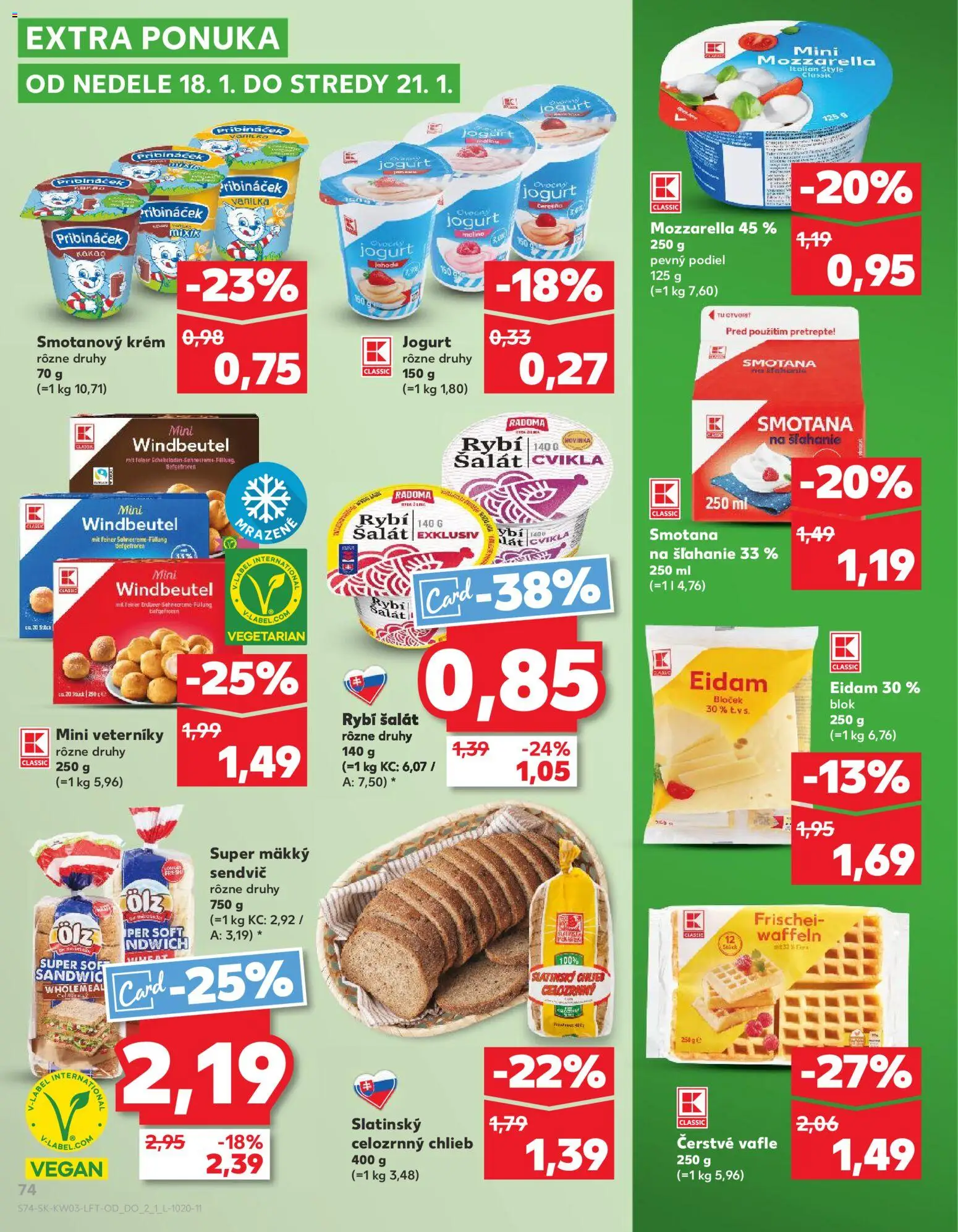 Nové Kaufland akcie – leták je platný od 15.01.2026 | Strana: 74 | Produkty: Chlieb, Mozzarella, Šalát, Sendvič