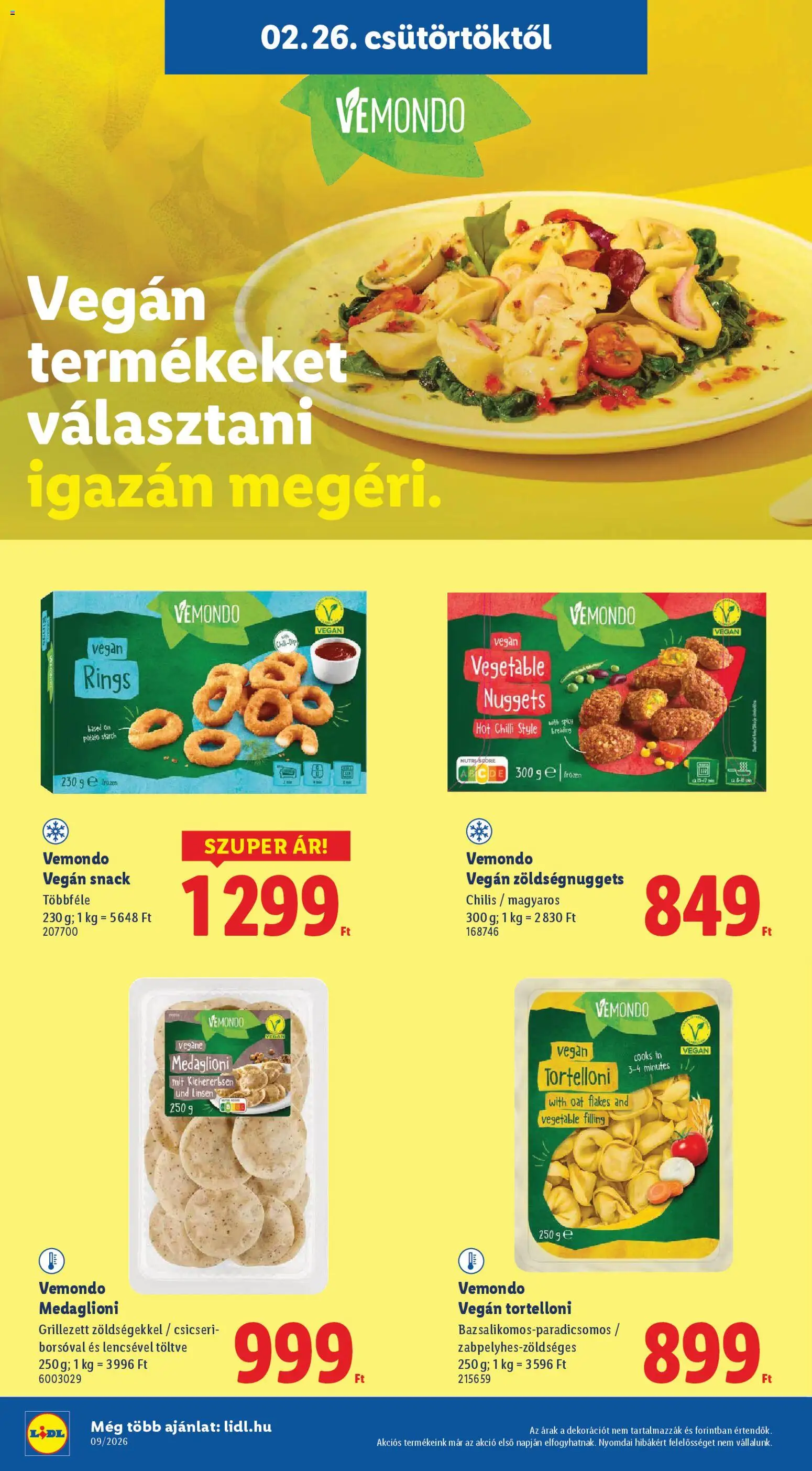 Lidl akciós ujság - amely érvényes a következő dátumtól: 26.02.2026 | Oldal: 20 | Termékek: Nuggets, Vegán
