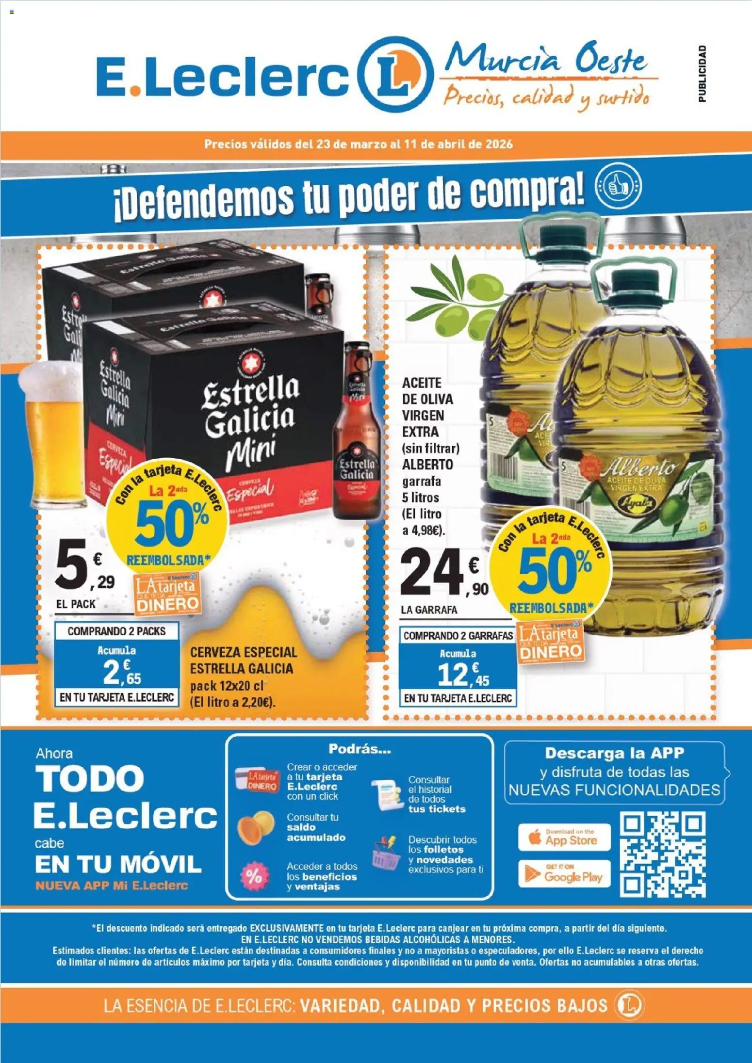E.Leclerc - Murcia Oeste │ válido desde el 23.03.2026 | Página: 1 | Productos: Aceite, Cerveza