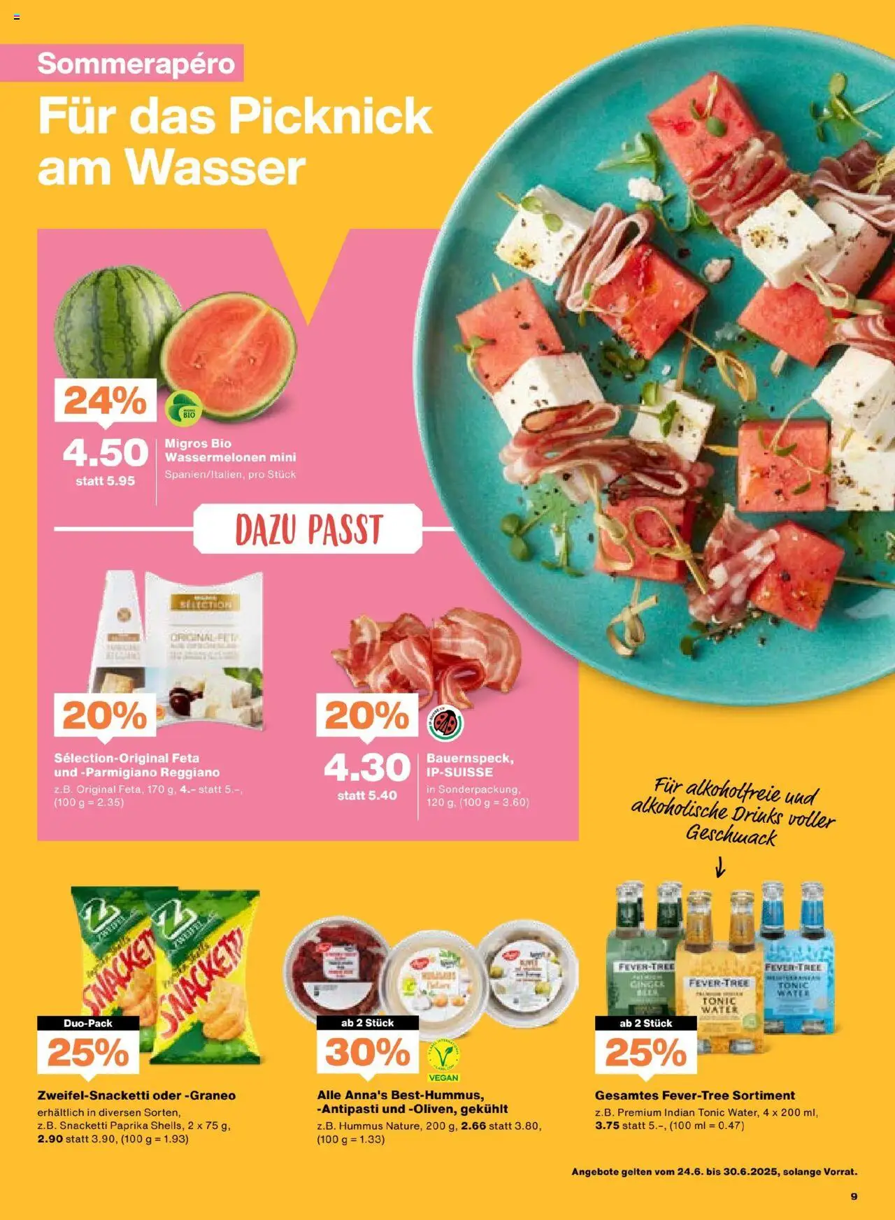 Migros Aktionen ab 24.06.2025 | Seite: 9 | Produkte: Feta, Wasser