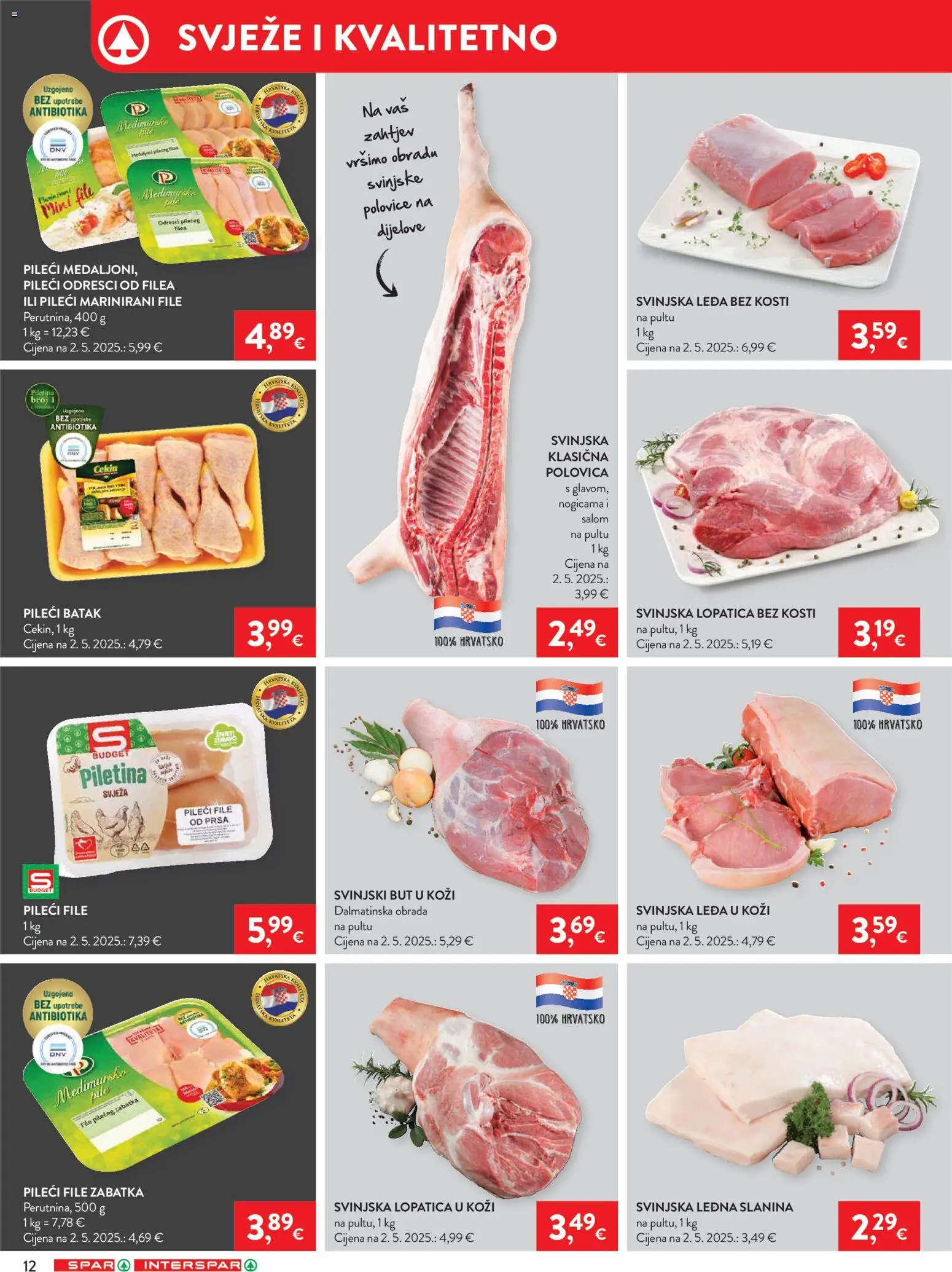Spar katalog | vrijedi od 14.01.2026 | Stranica: 14 | Proizvodi: Svinjska lopatica, Svinjski but, Pileći file, Slanina