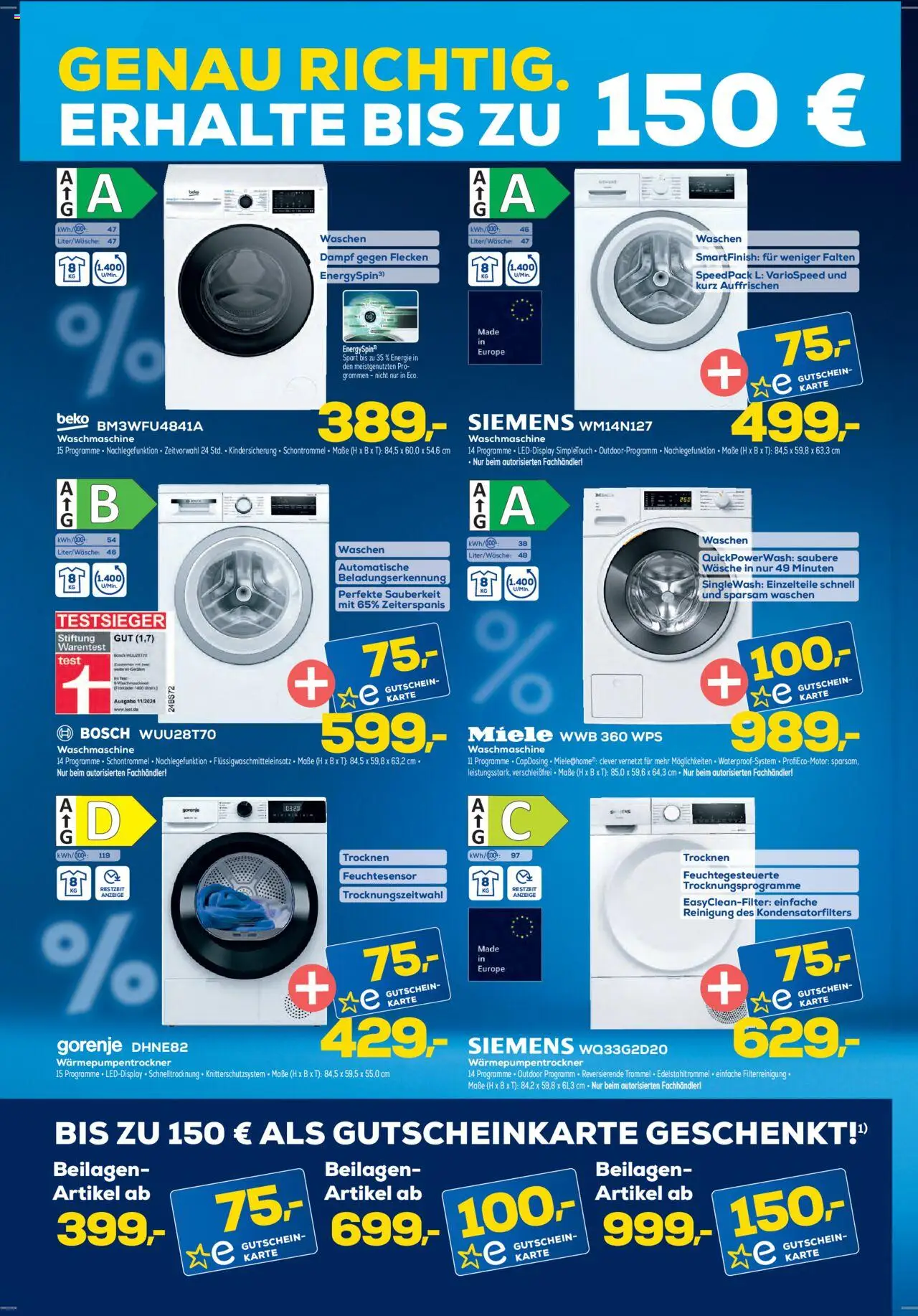 Euronics  Aktueller Prospekt - gültig ab dem 13.08.2025 | Seite: 8 | Produkte: Miele, Siemens, Gorenje, Waschmaschine