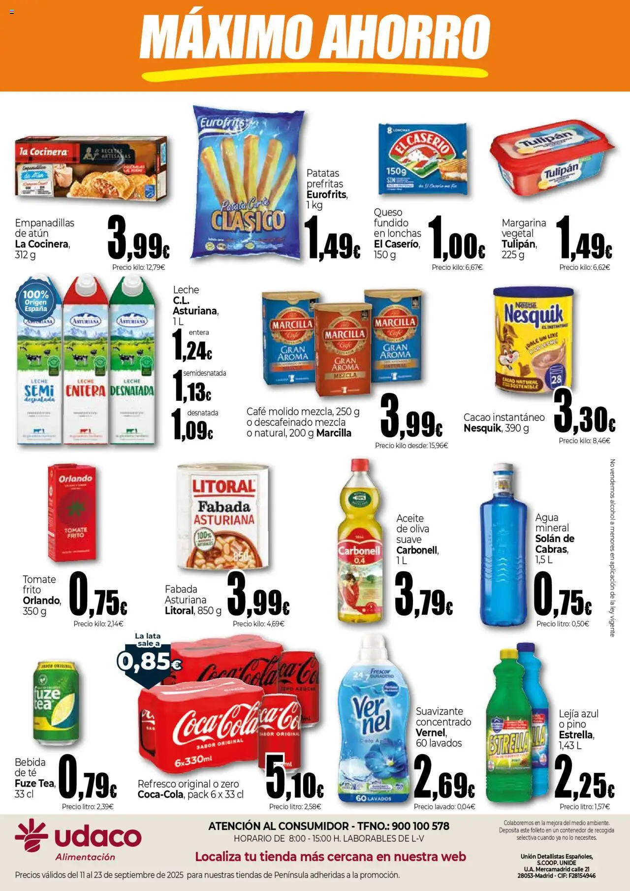 Unide - Máximo Ahorro  │ válido desde el 11.09.2025 | Página: 2 | Productos: Leche, Aceite, Cacao instantáneo, Margarina