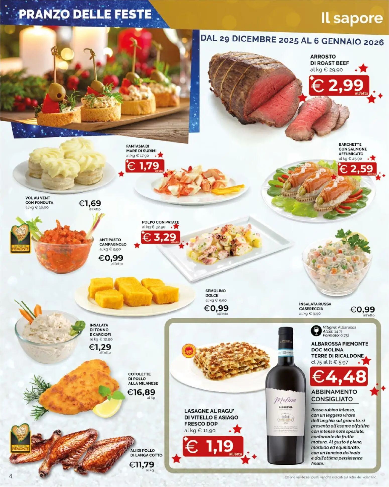 Volantino Mercatò del 29.12.2025 | Pagina: 4 | Prodotti: Pollo, Salmone, Carciofi, Tonno