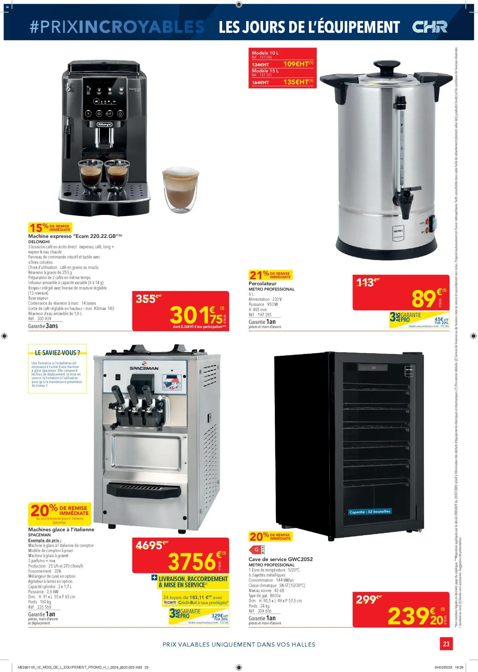 {H1} | Page: 23 | Produits: Machine à glace, Broyeur, Réservoir d'eau, Café