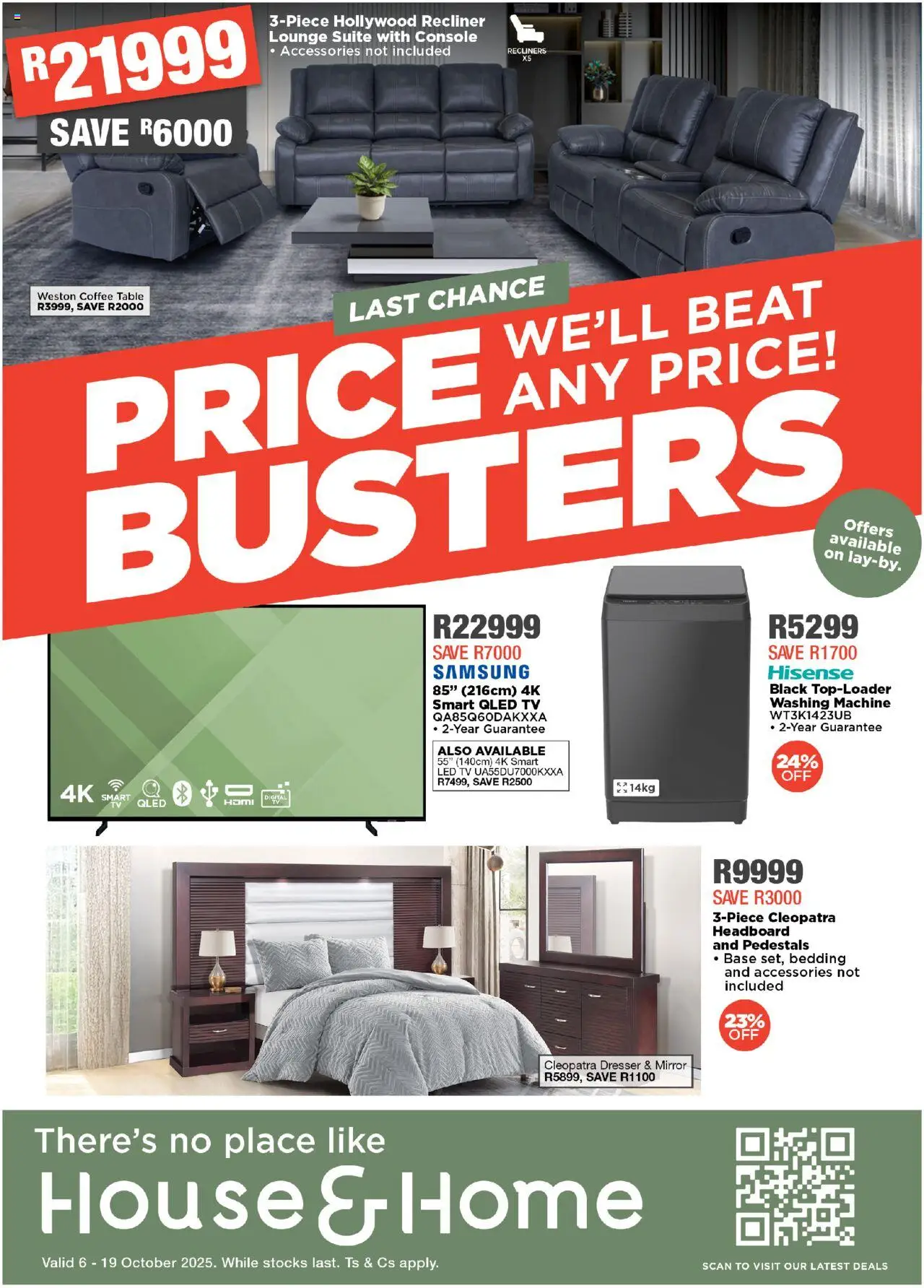 New House and Home catalogue – valid from 06.10.2025 | Page: 1 | Products: Washing machine, Mirror, Lounge suite, Coffee