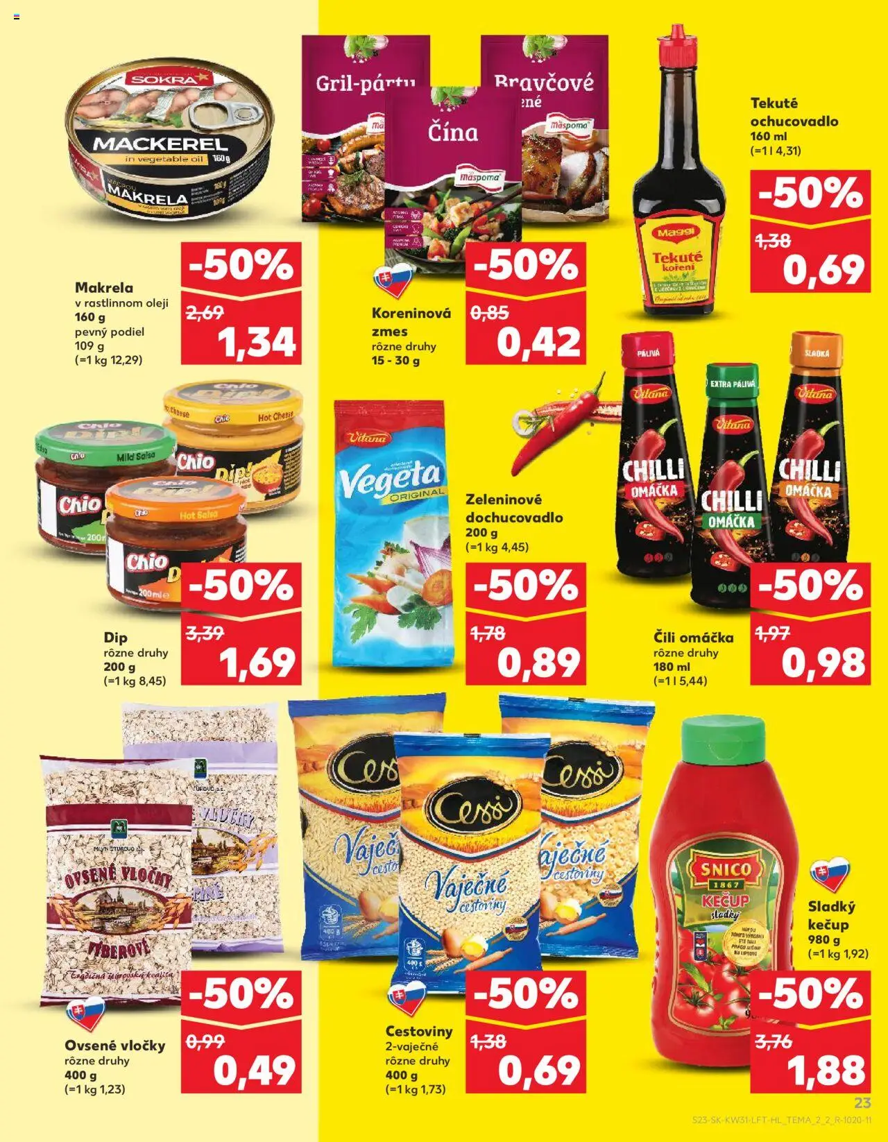 Kaufland Tvrdošín │ platný od 31.07.2025 | Strana: 23 | Produkty: Cestoviny, Chilli, Kečup, Omáčka