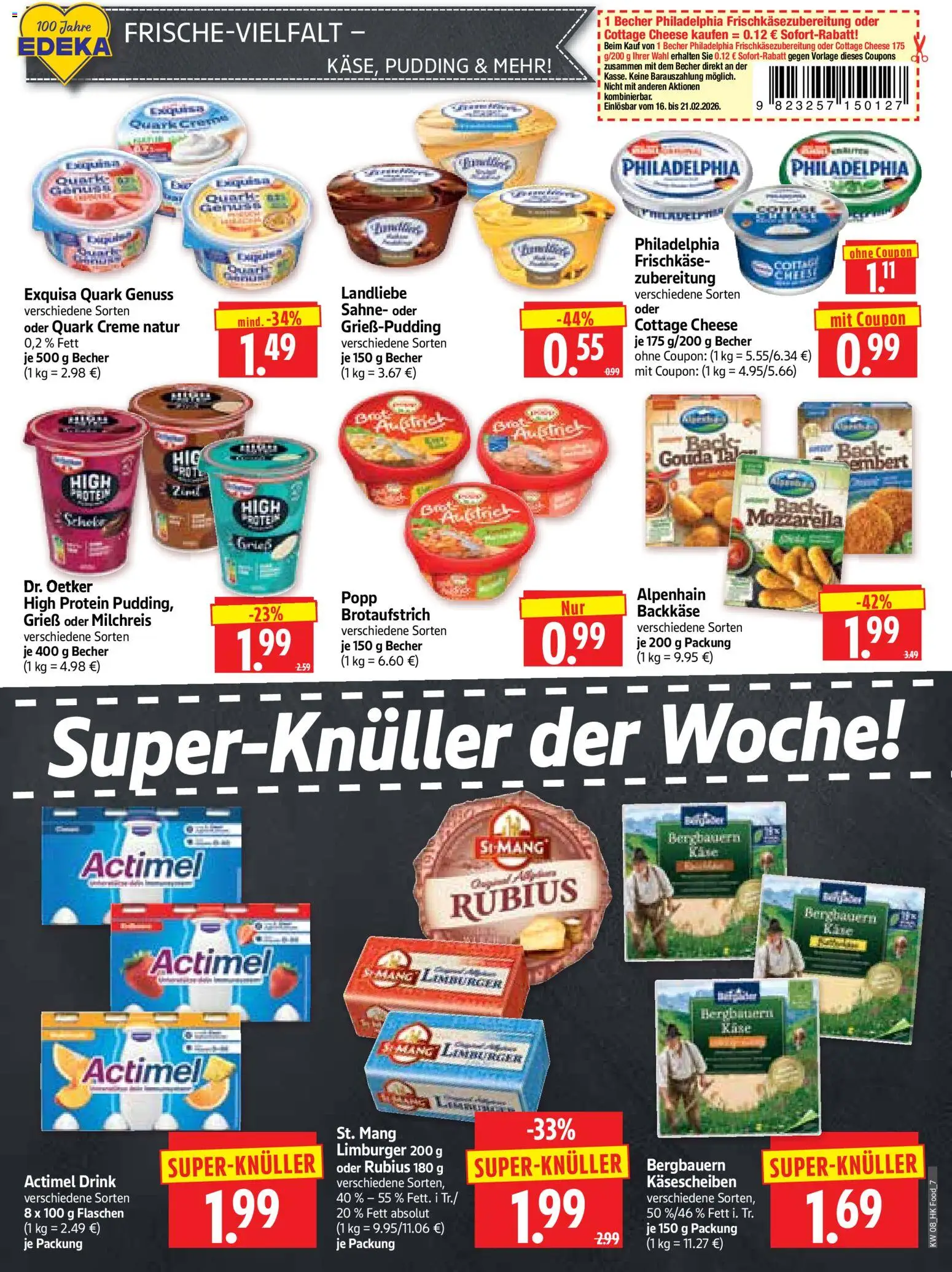 HERKULES Prospekt 	 – gültig ab 16.02.2026 | Seite: 7 | Produkte: Actimel, Quark, Gouda, Pudding