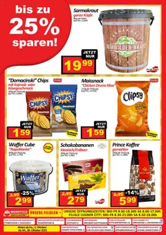 Wurstico Abholmarkt Flugblatt ab 02.10.2025 gültig | Seite: 3 | Produkte: Chips, Kaffee, Bananen