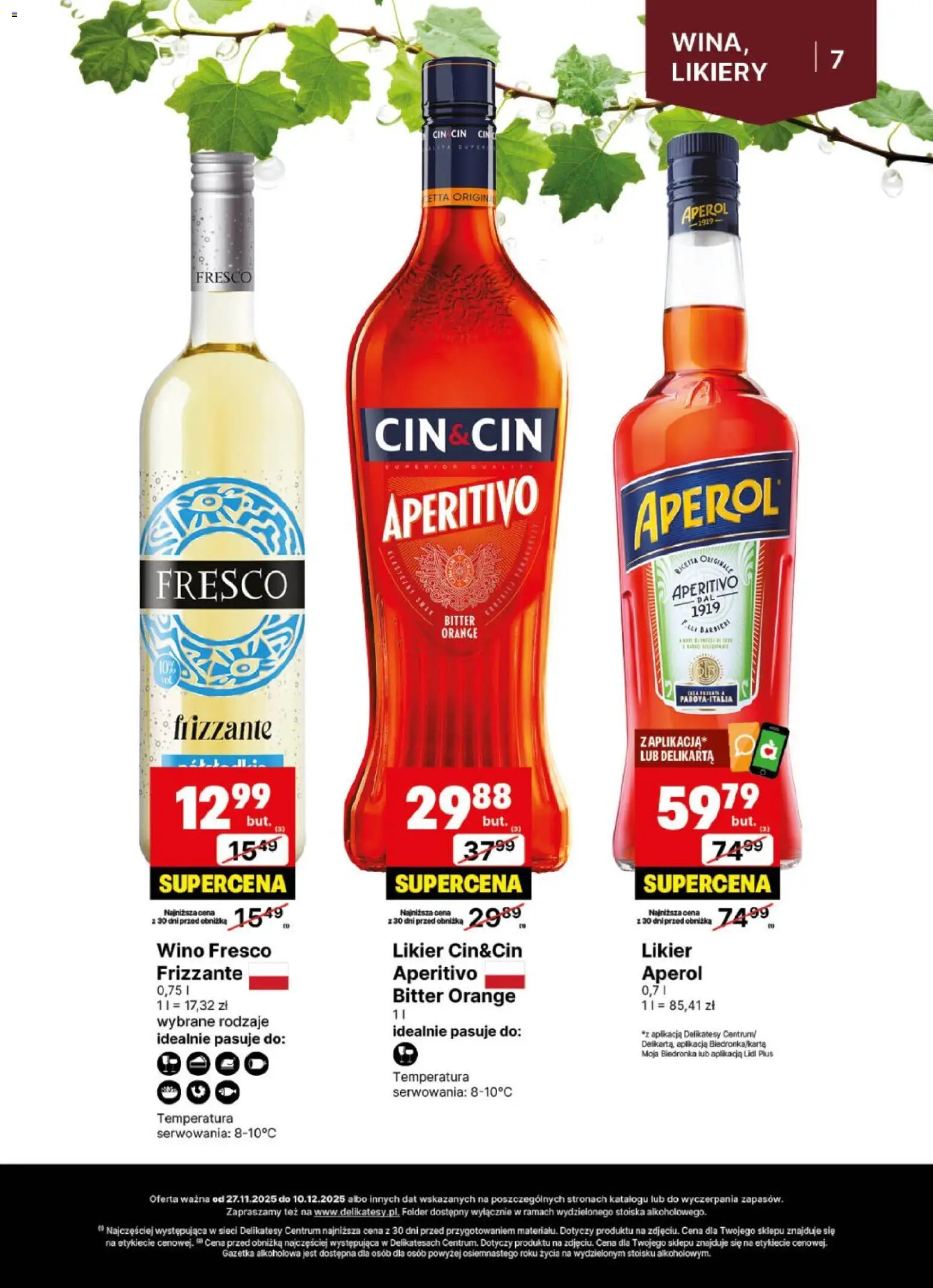 Delikatesy Centrum Gazetka - DeliBarek od 27.11.2025 | Strona: 7 | Produkty: Delikatesy, Wino, Fresco, Aperol