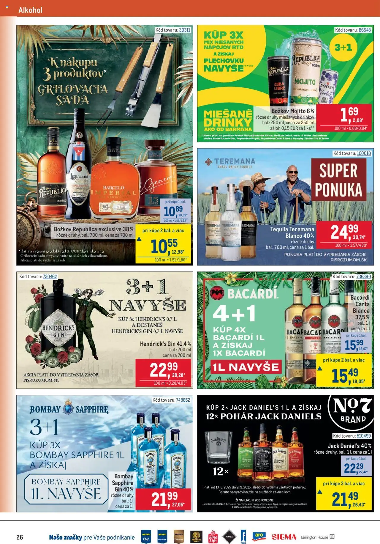 Metro gastronómia │ platný od 13.08.2025 | Strana: 26 | Produkty: Apple, Fernet, Bacardi, Jack Daniel's