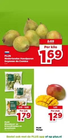 PLUS Bloemkool- en broccoliroosjes en groentemix, Zak 400 gram - Voorbeeld van een folder van Plus, geldig van 19.11.2025 | Pagina: 29 | Producten: Bloemkool, Broccoli, Zak, Mango