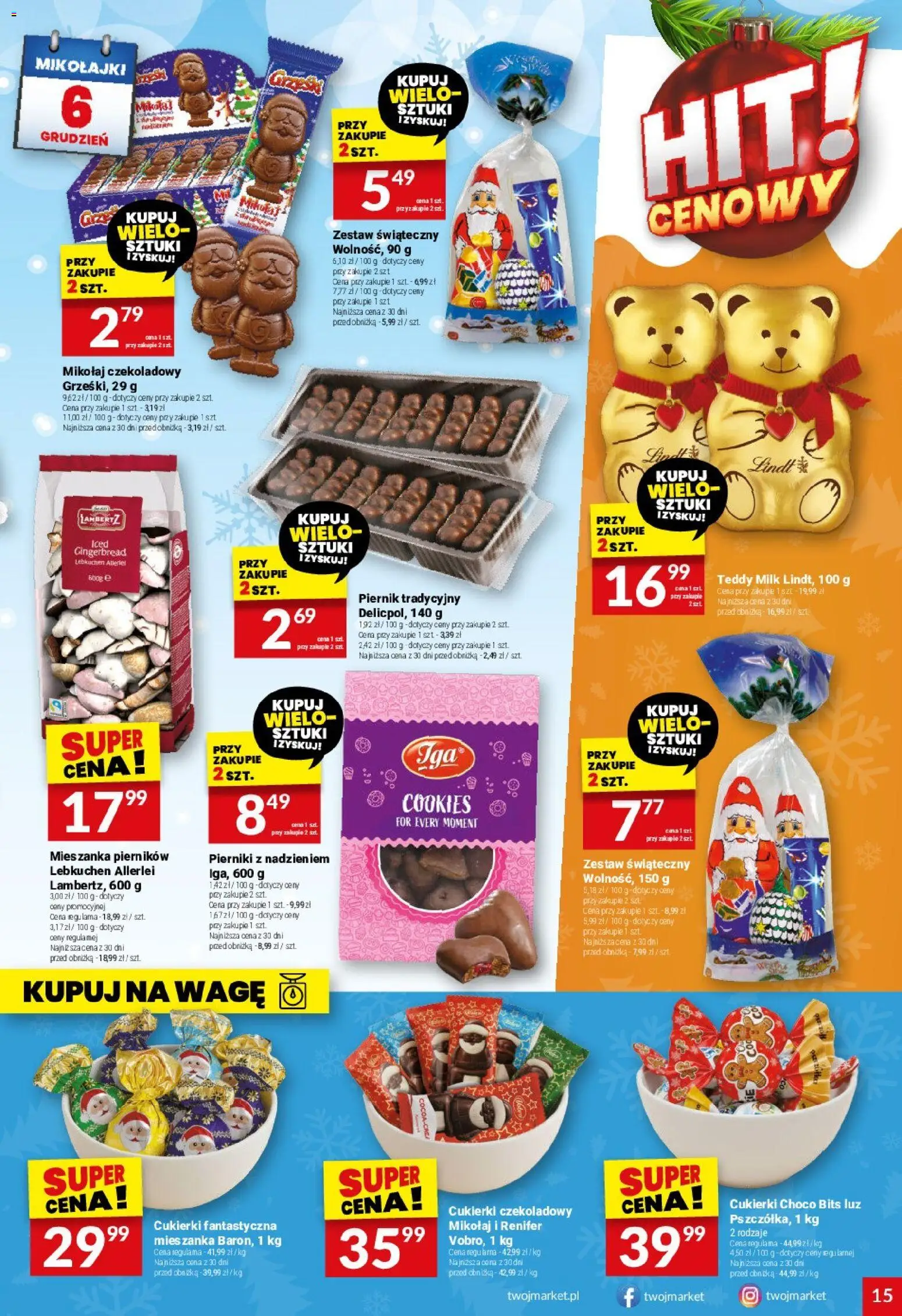 Twój Market Gazetka od 03.12.2025 | Strona: 15 | Produkty: Pierniki, Piernik, Cukierki