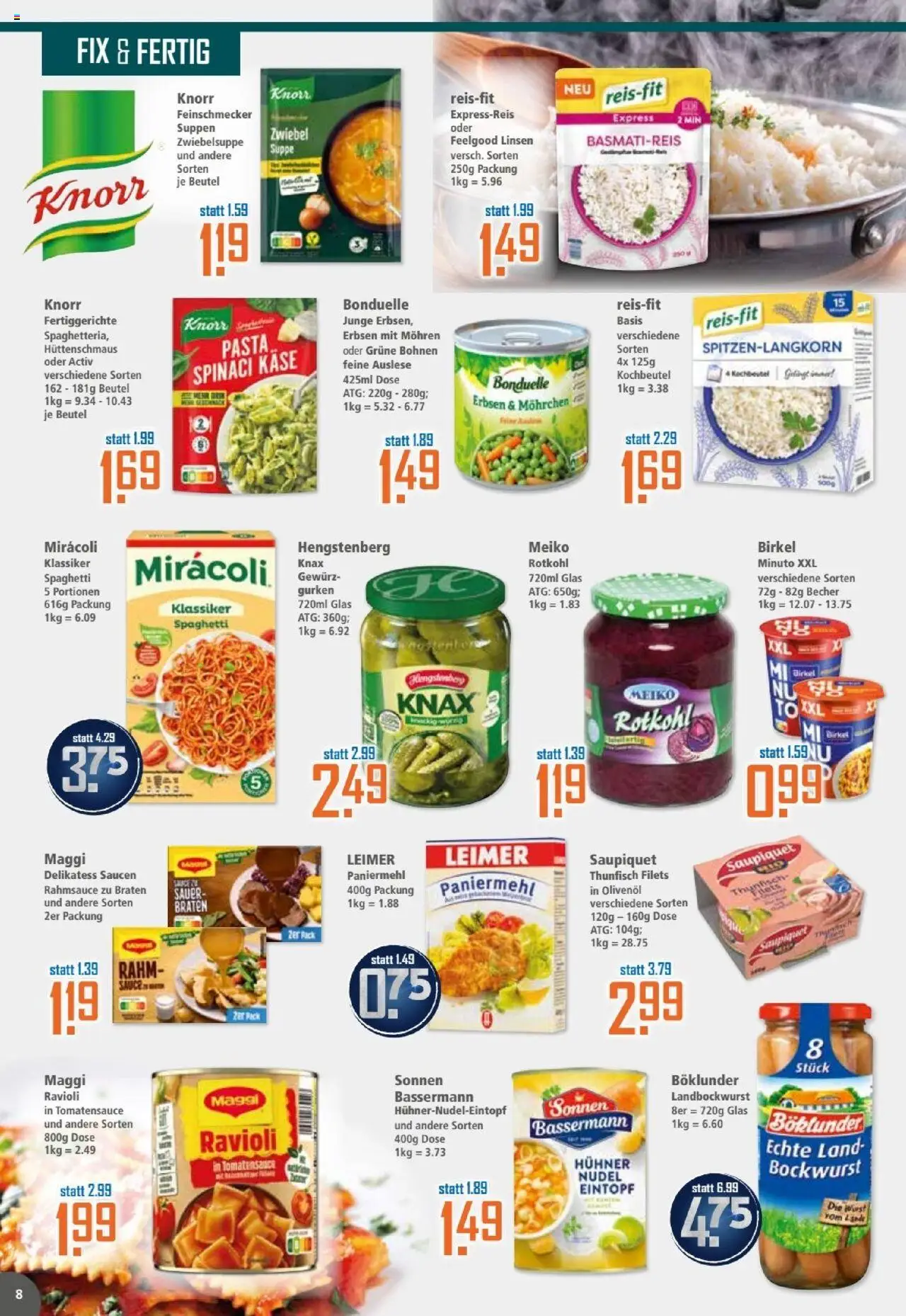 Klaas & Kock Prospekt – gültig ab 20.10.2025 | Seite: 8 | Produkte: Käse, Knorr, Fertiggerichte, Gurken