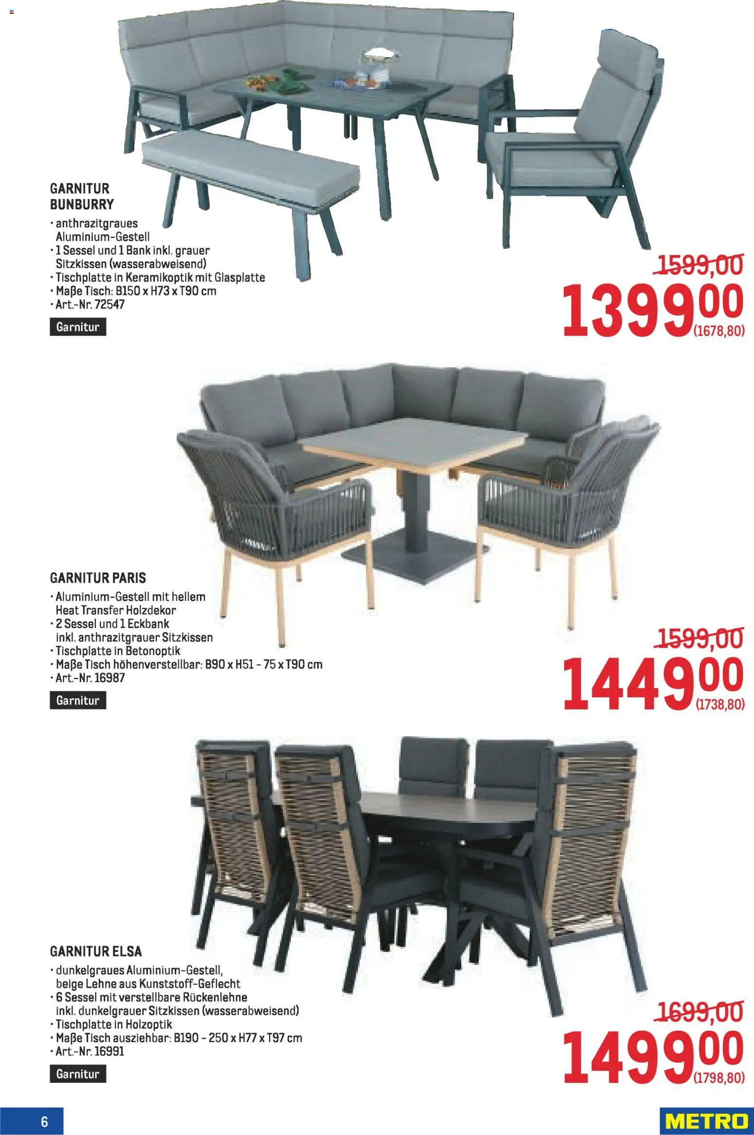 Metro angebote Garten Spezial MP08 gültig ab 02.04.2026 | Seite: 6 | Produkte: Sessel, Tisch